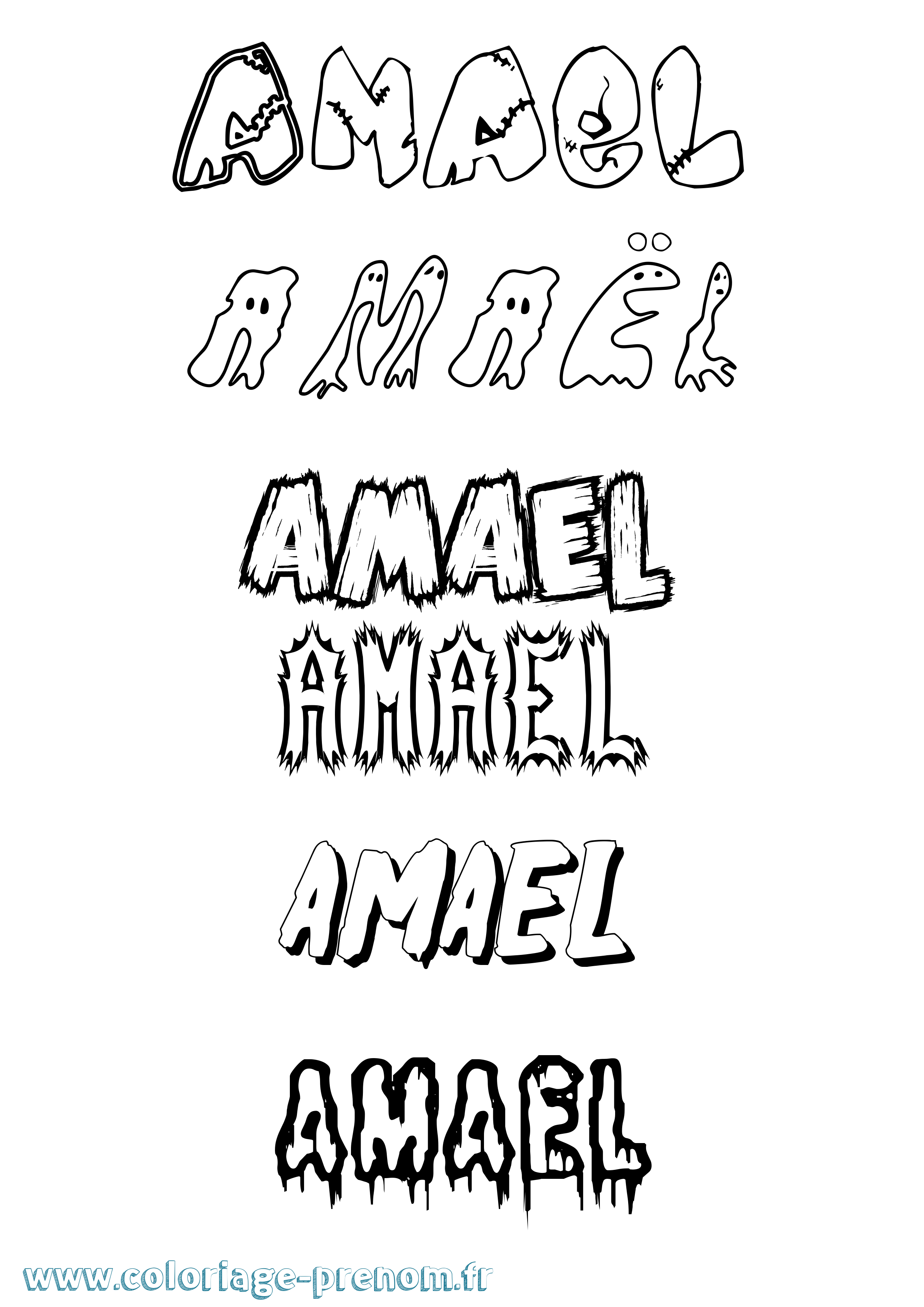 Coloriage prénom Amaël Frisson