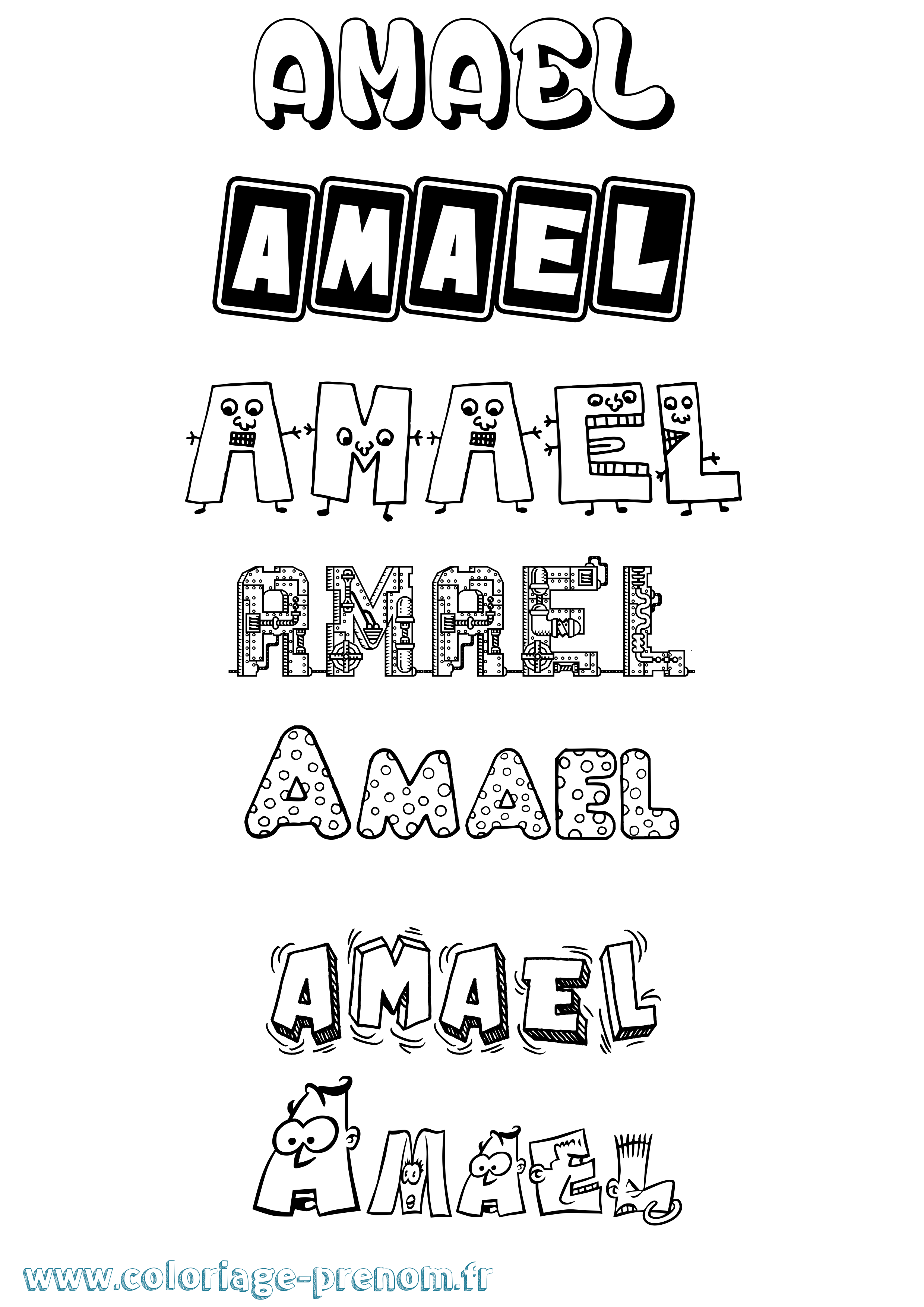 Coloriage prénom Amaël Fun
