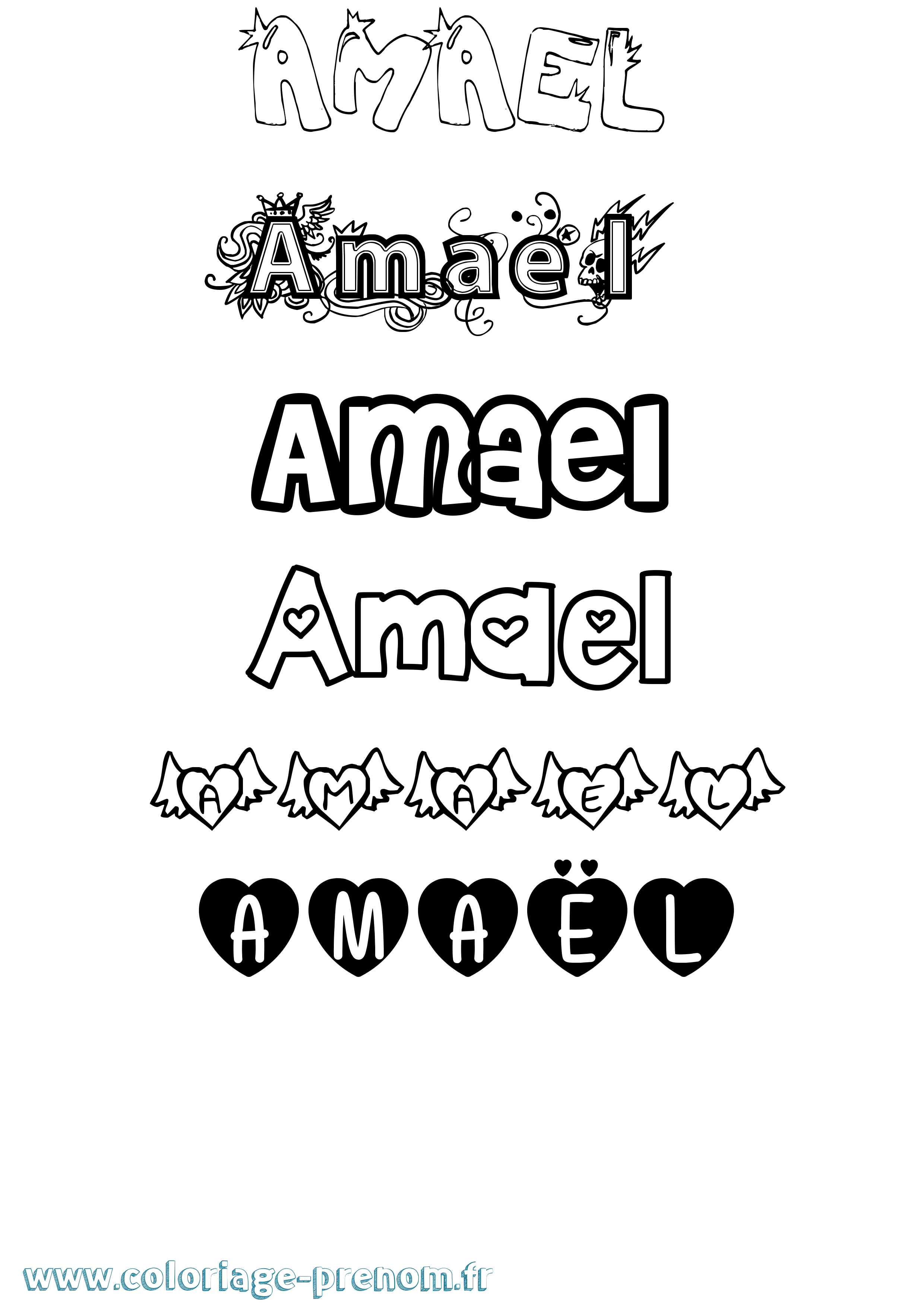 Coloriage prénom Amaël Girly
