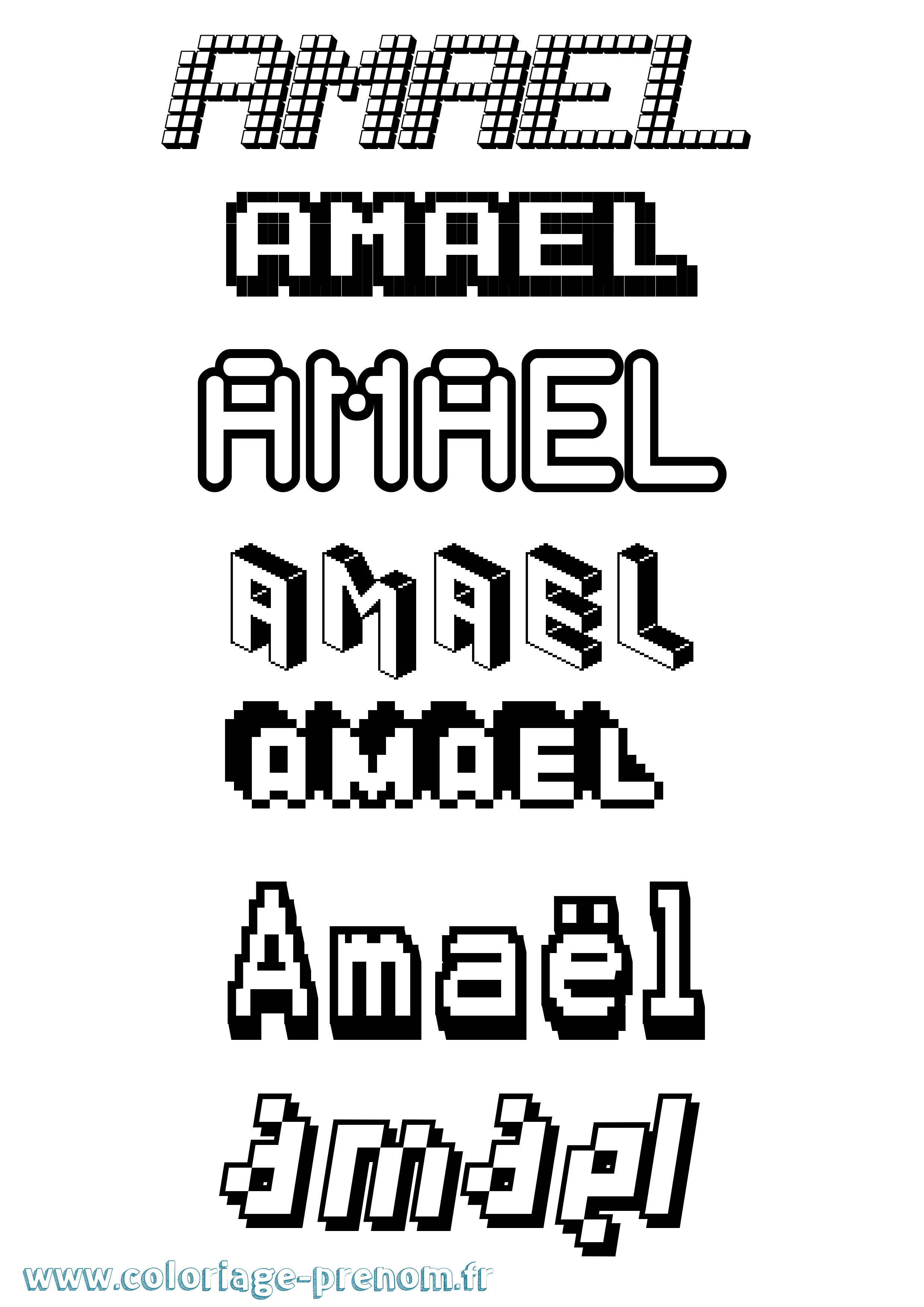 Coloriage prénom Amaël Pixel