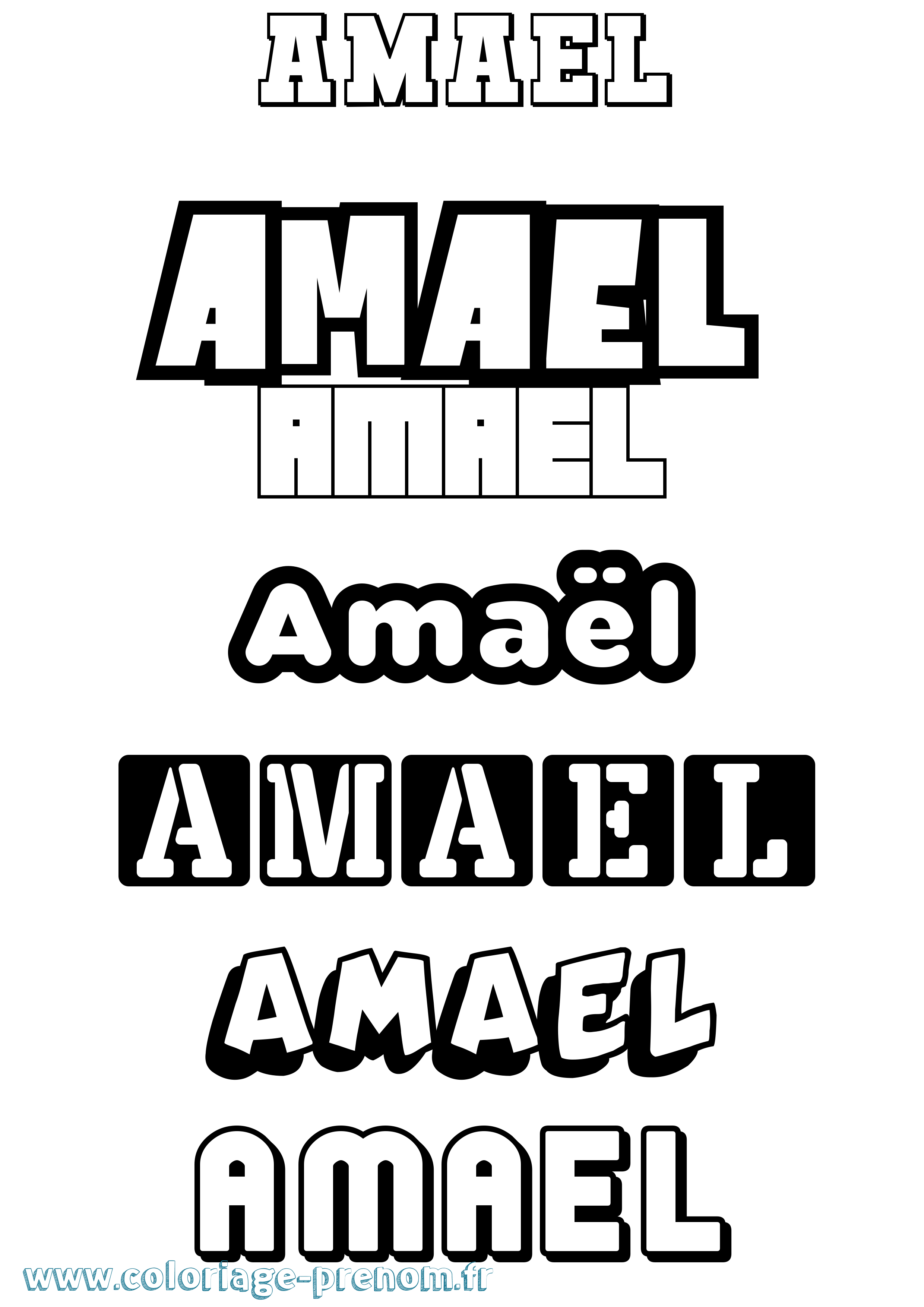 Coloriage prénom Amaël Simple