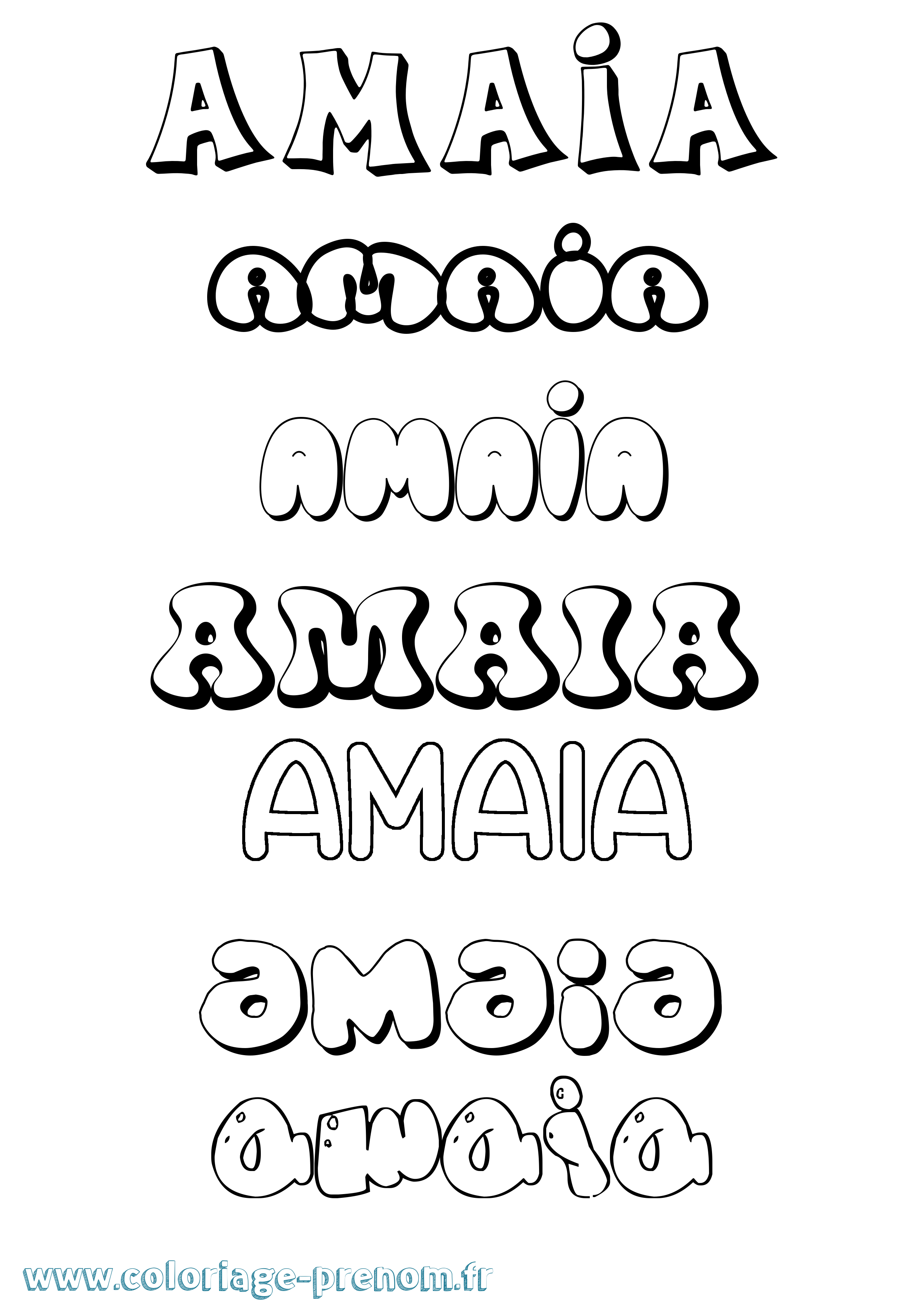 Coloriage prénom Amaia Bubble