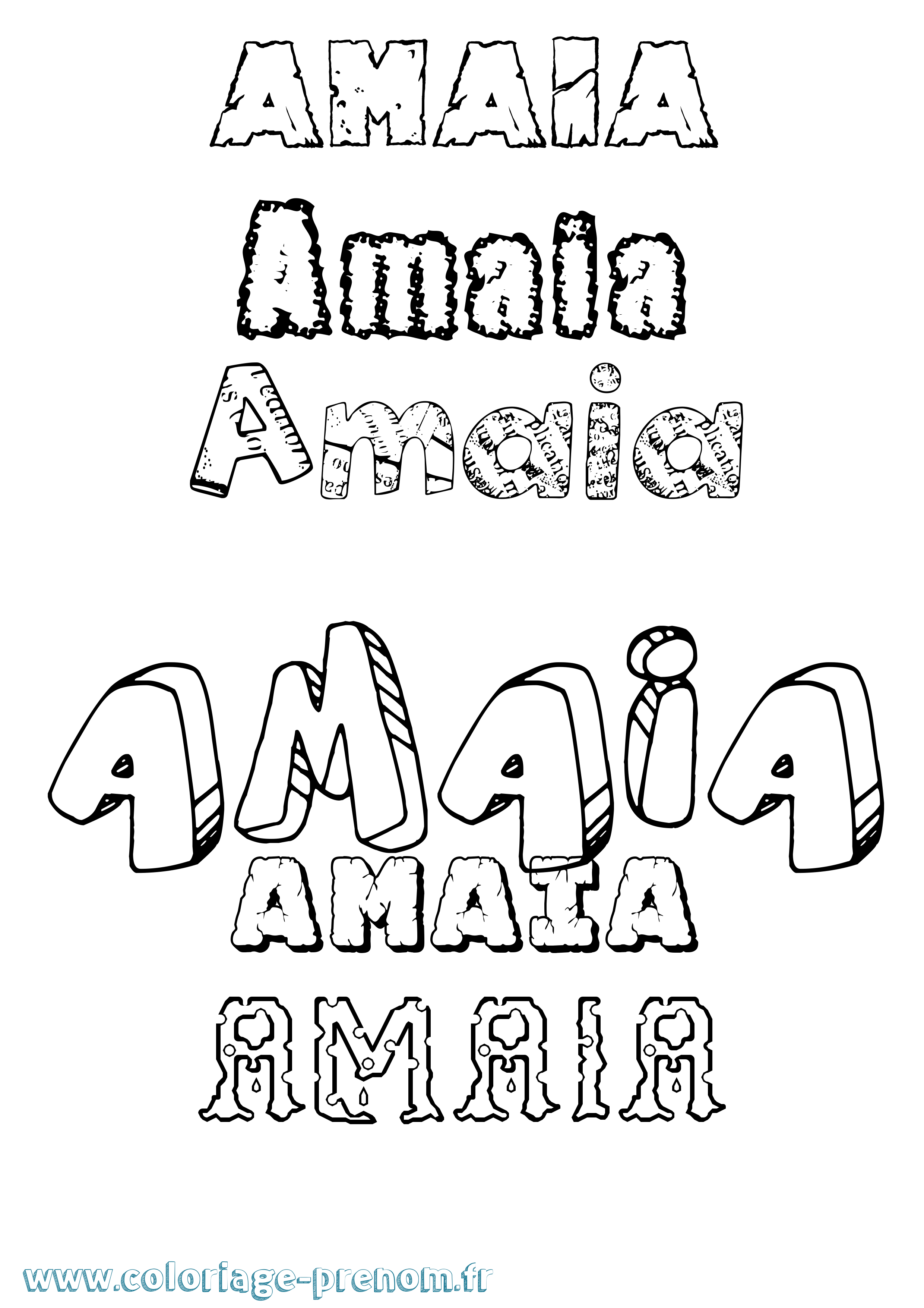 Coloriage prénom Amaia Destructuré