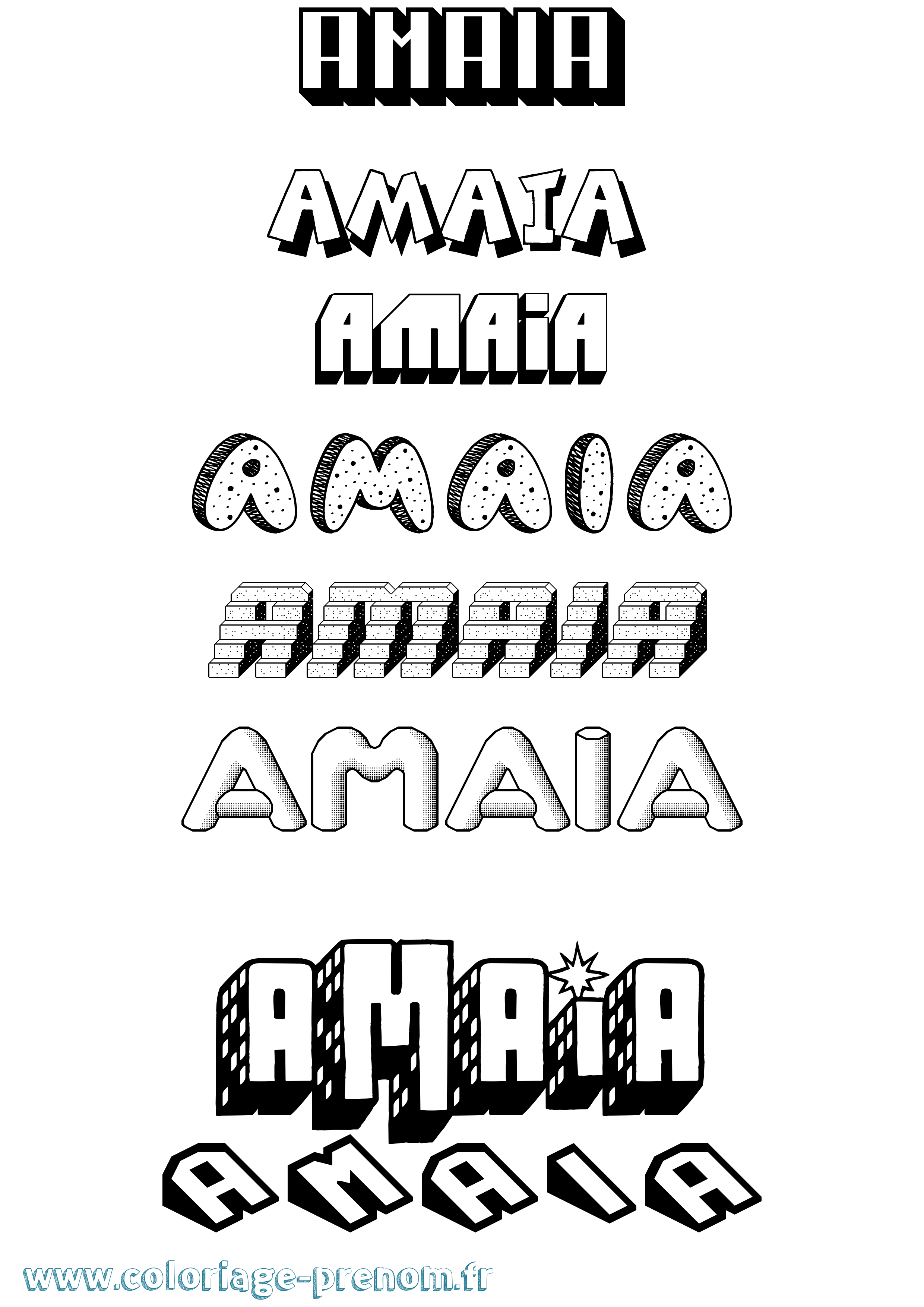 Coloriage Amaia Effet 3D Coloriage prénom Amaia Effet 3D