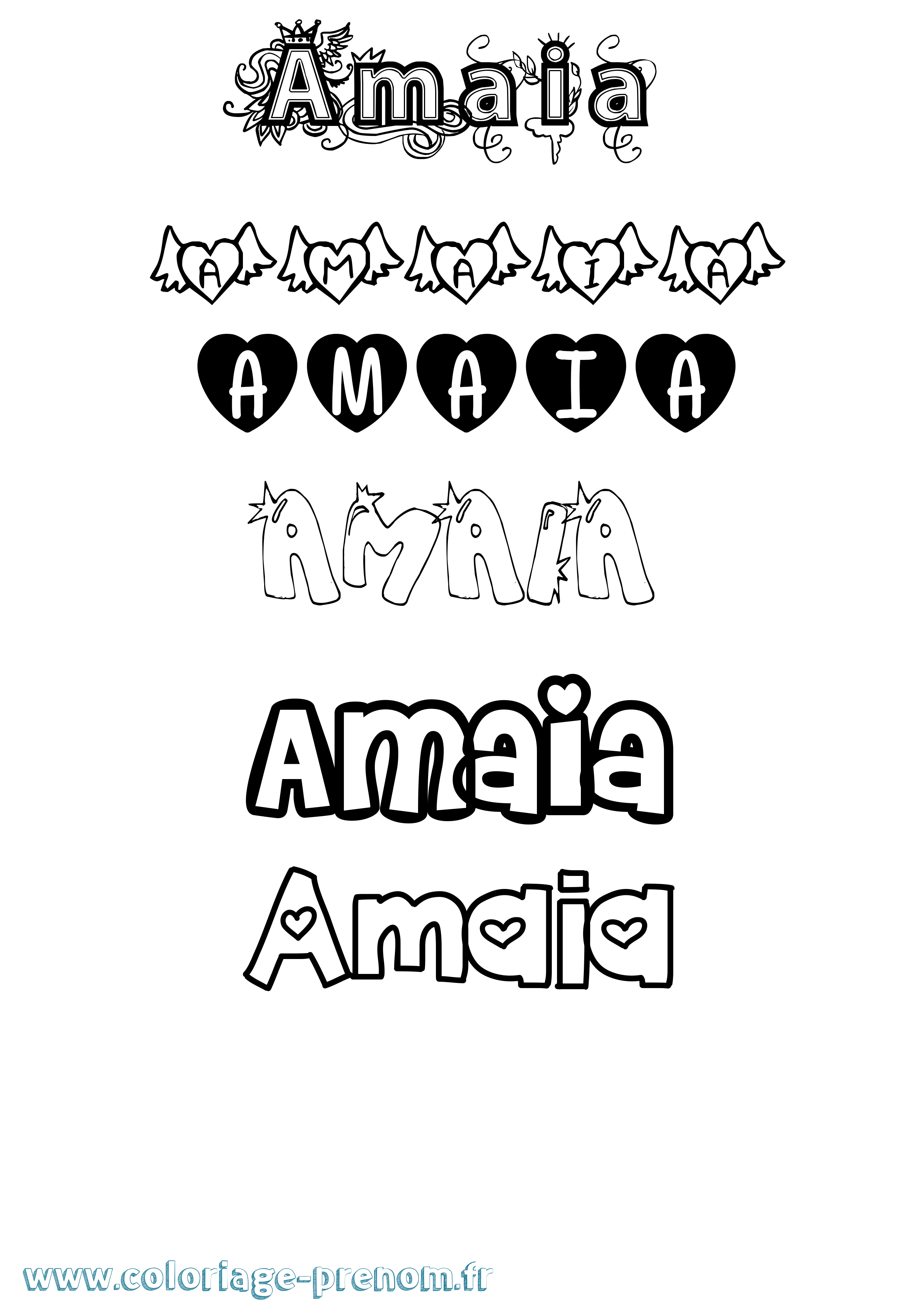Coloriage Amaia Girly Coloriage prénom Amaia Girly