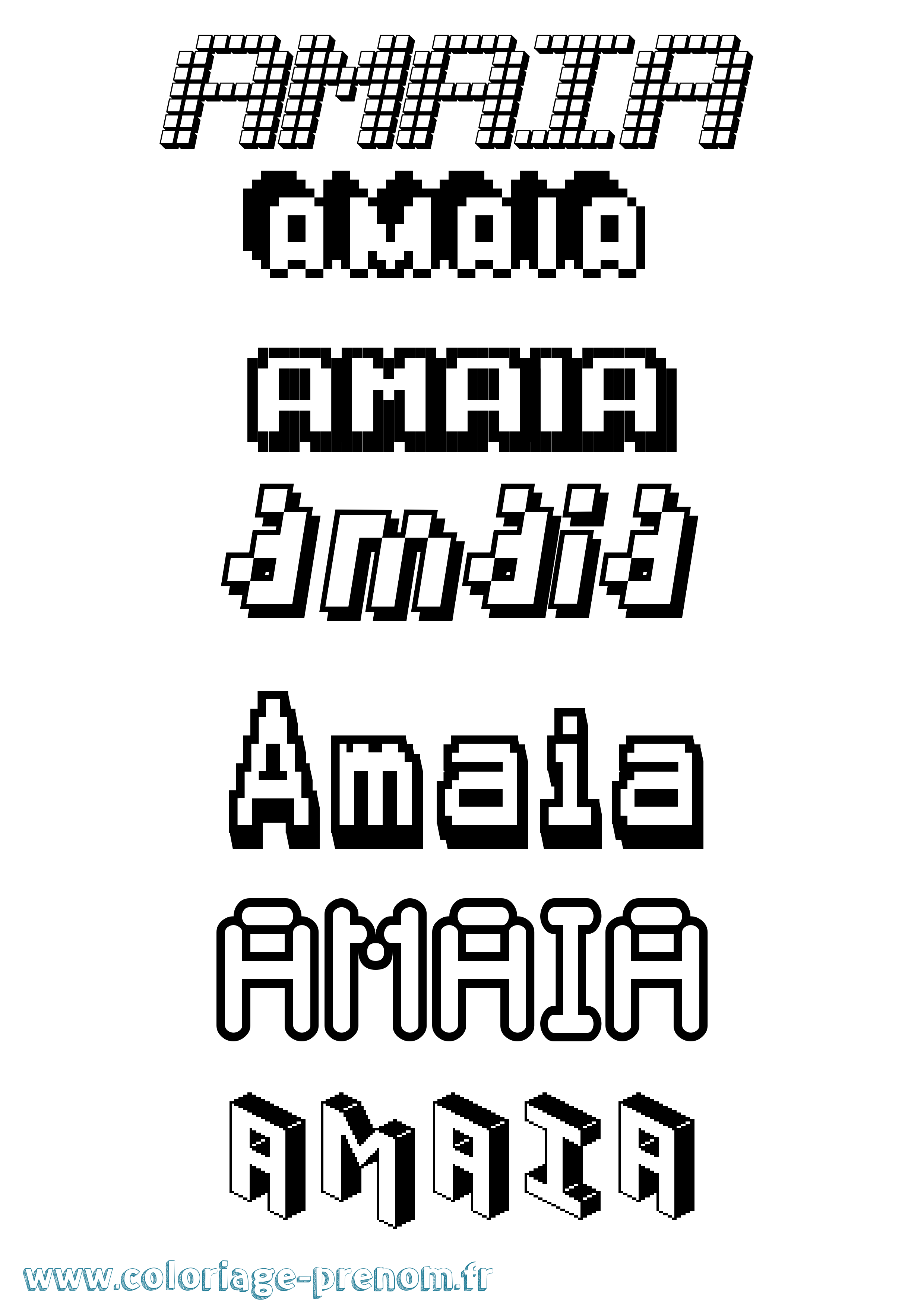 Coloriage prénom Amaia Pixel