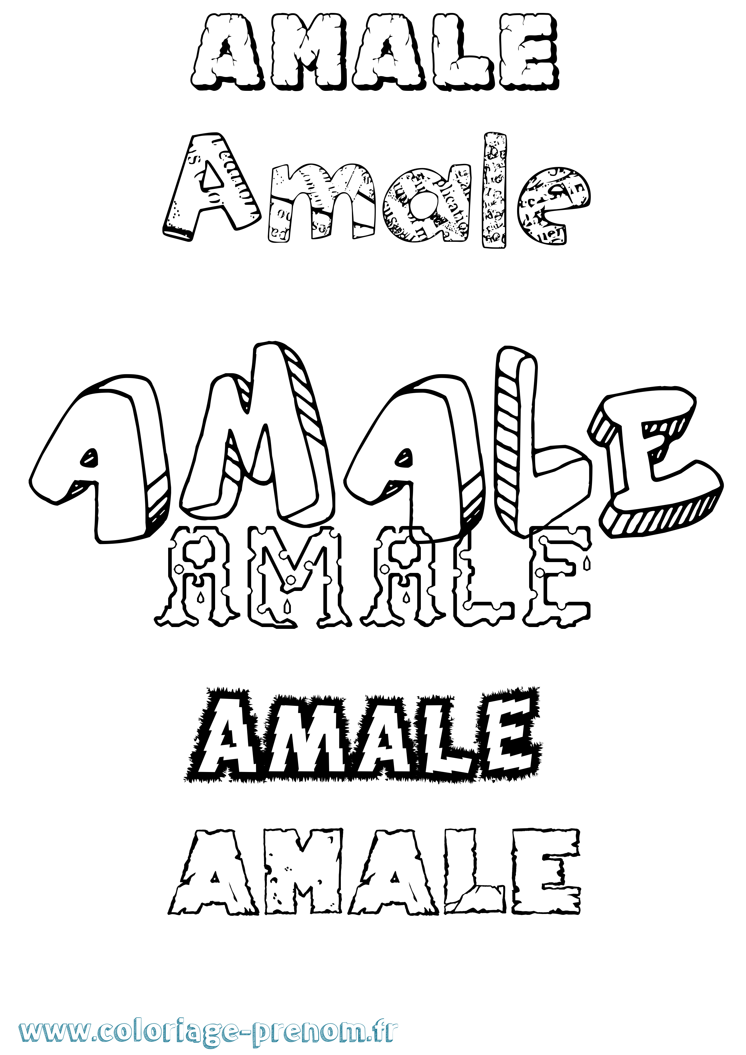 Coloriage prénom Amale Destructuré