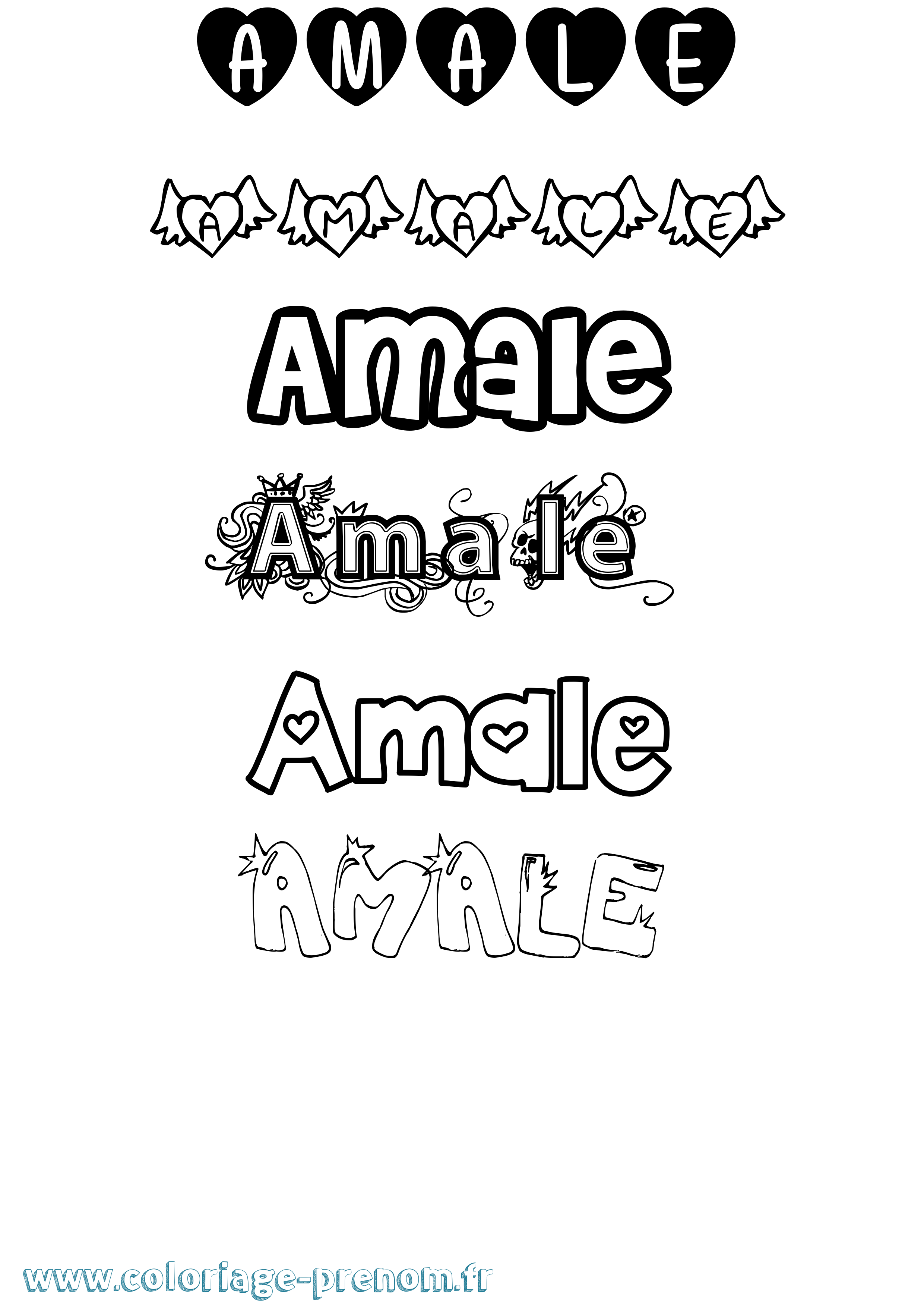 Coloriage prénom Amale Girly