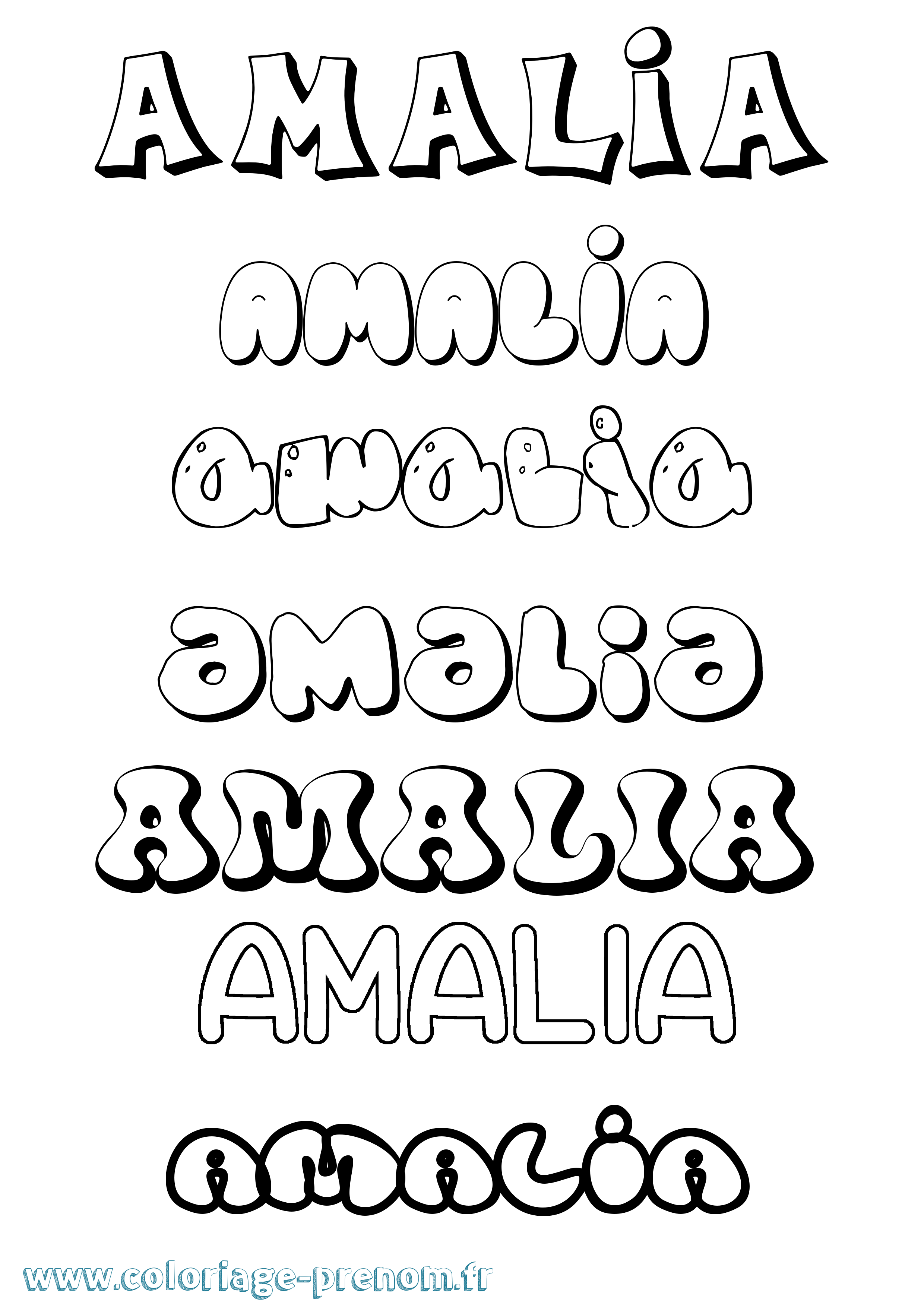 Coloriage prénom Amalia Bubble