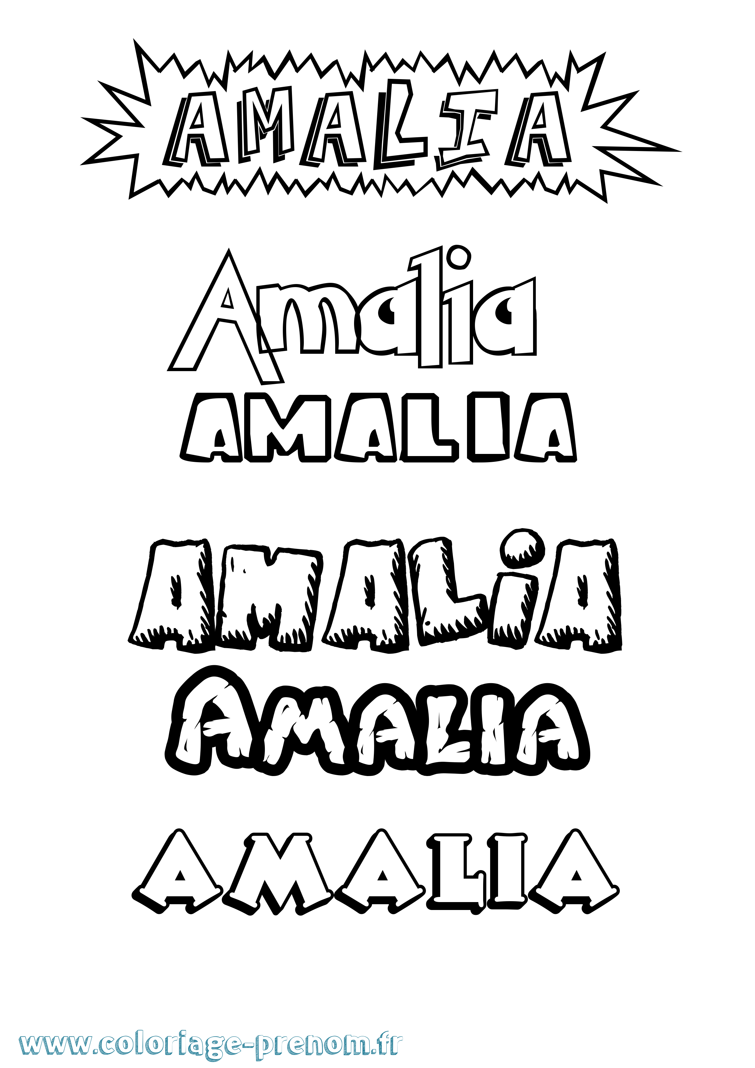 Coloriage prénom Amalia Dessin Animé