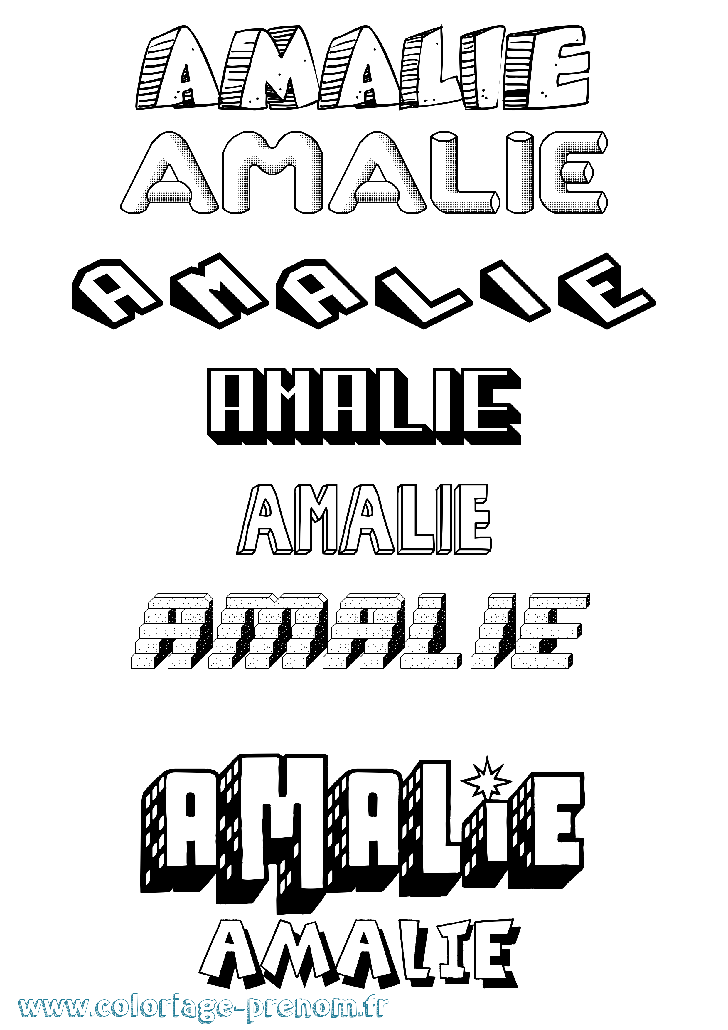 Coloriage prénom Amalie Effet 3D