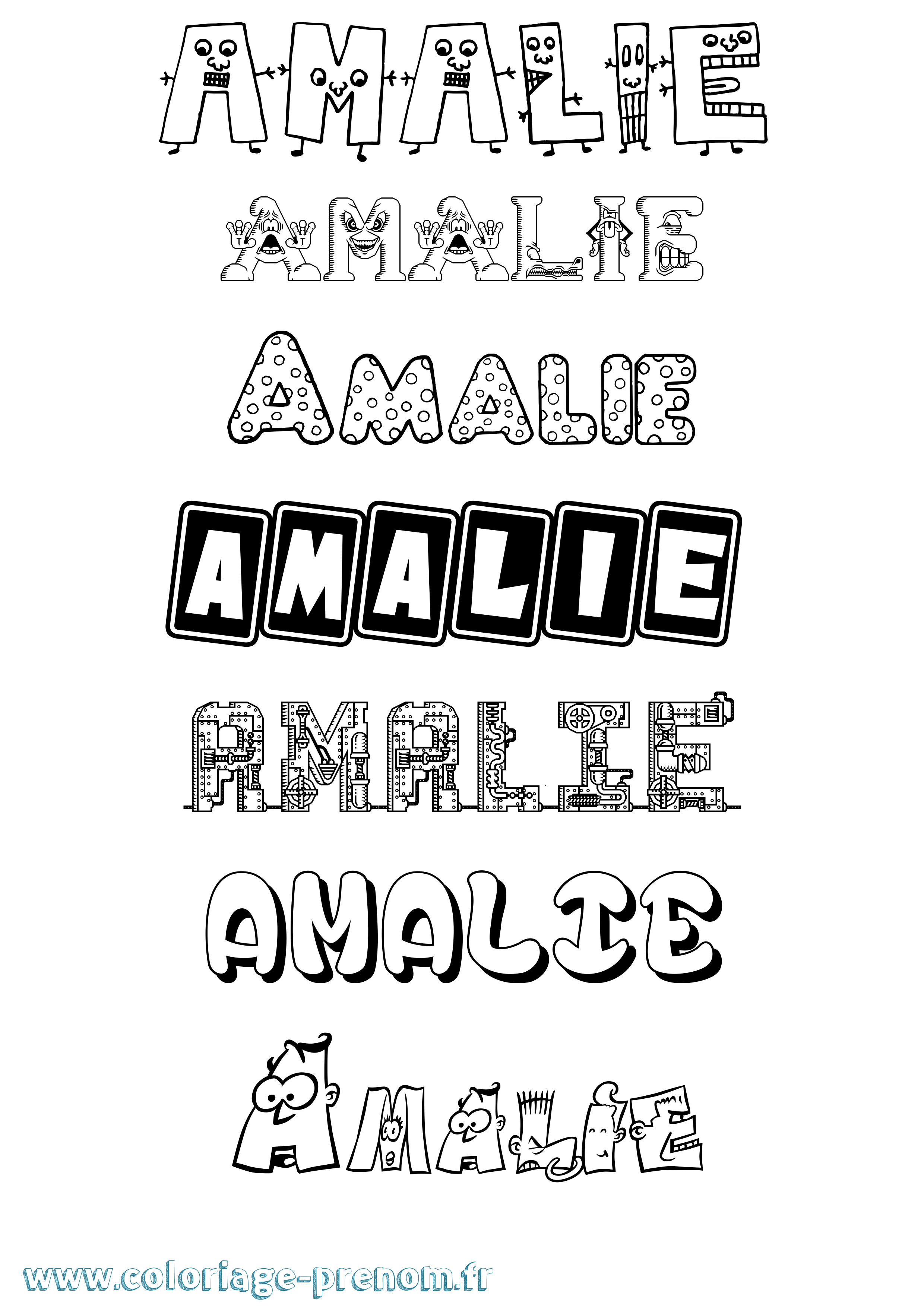 Coloriage prénom Amalie Fun
