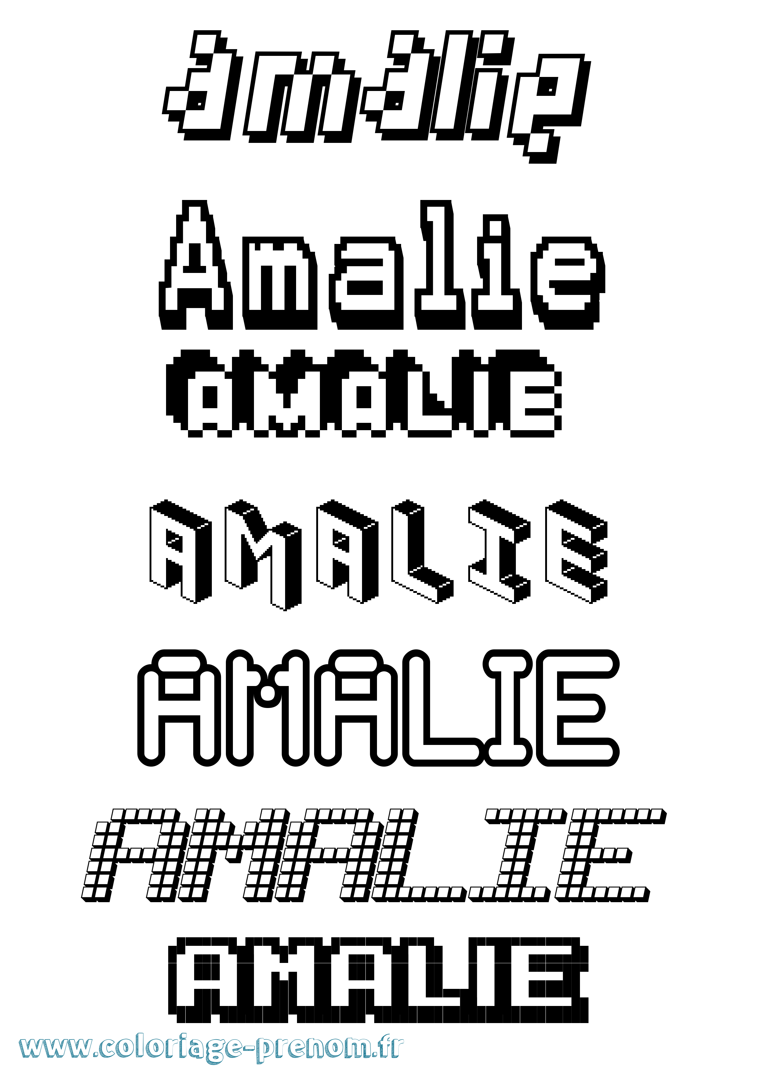 Coloriage prénom Amalie Pixel