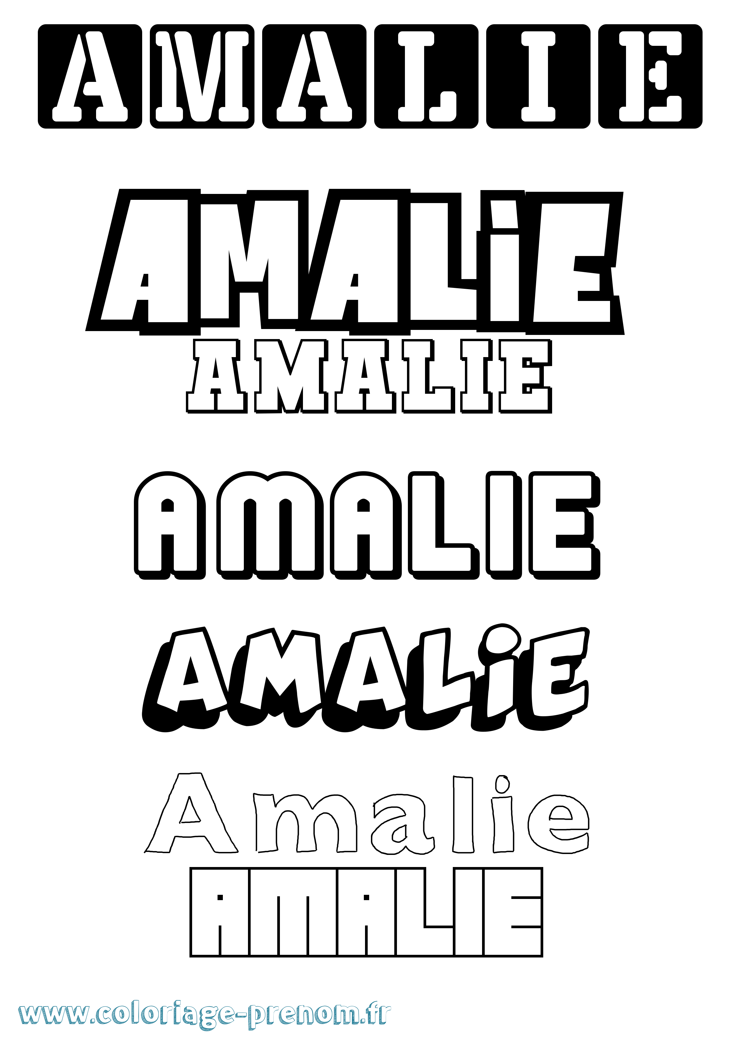 Coloriage prénom Amalie Simple