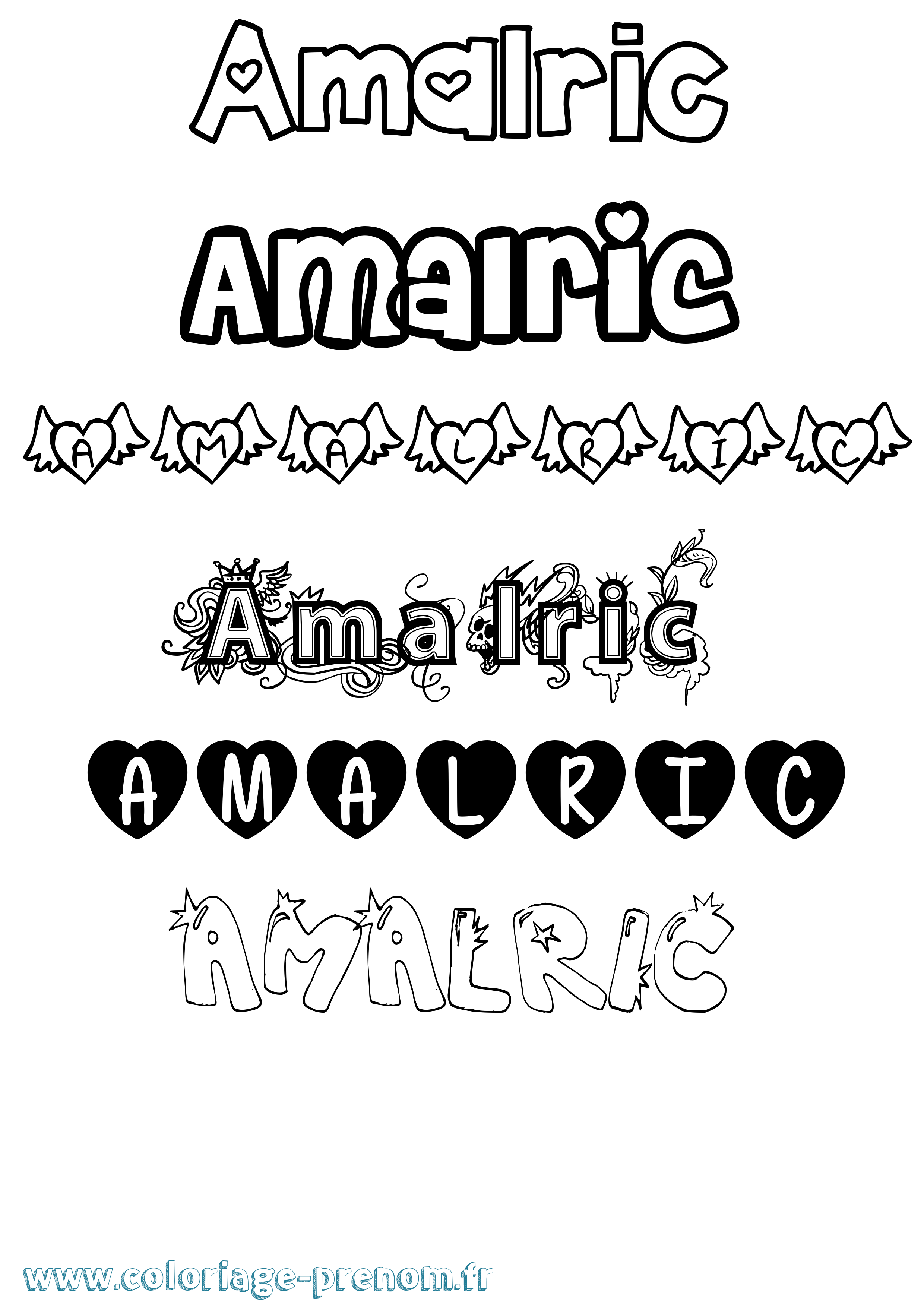 Coloriage prénom Amalric Girly