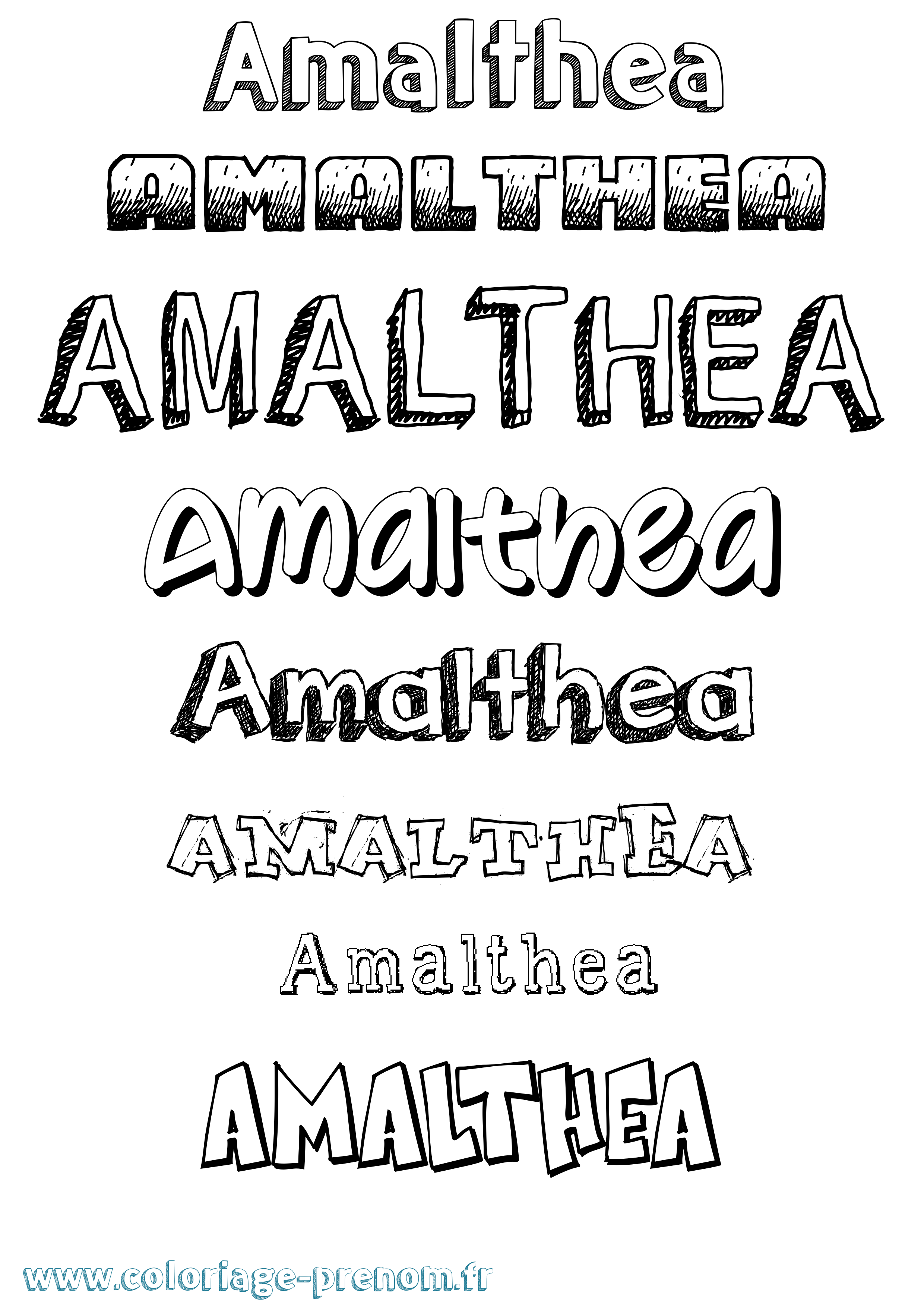 Coloriage prénom Amalthea Dessiné