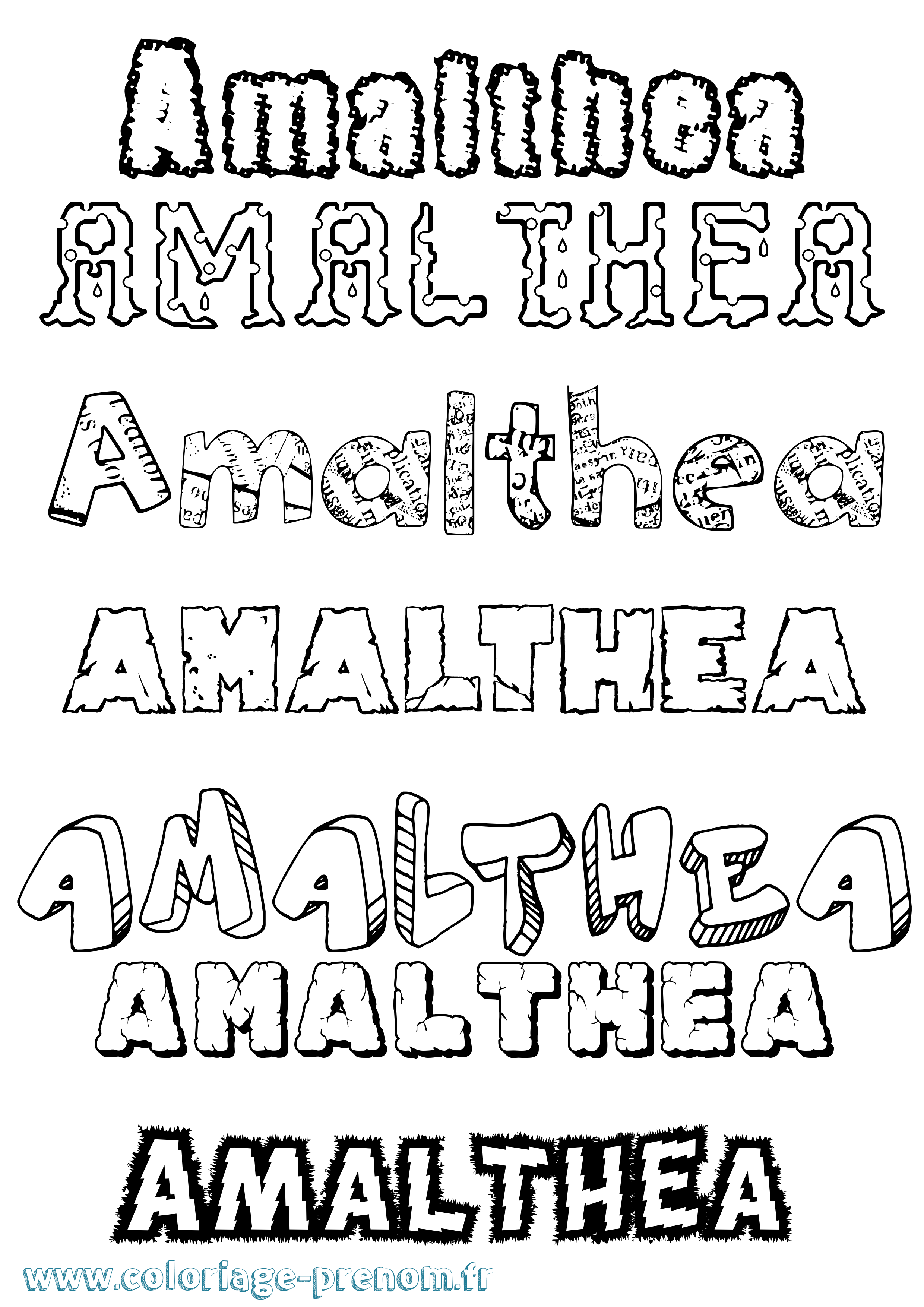 Coloriage prénom Amalthea Destructuré