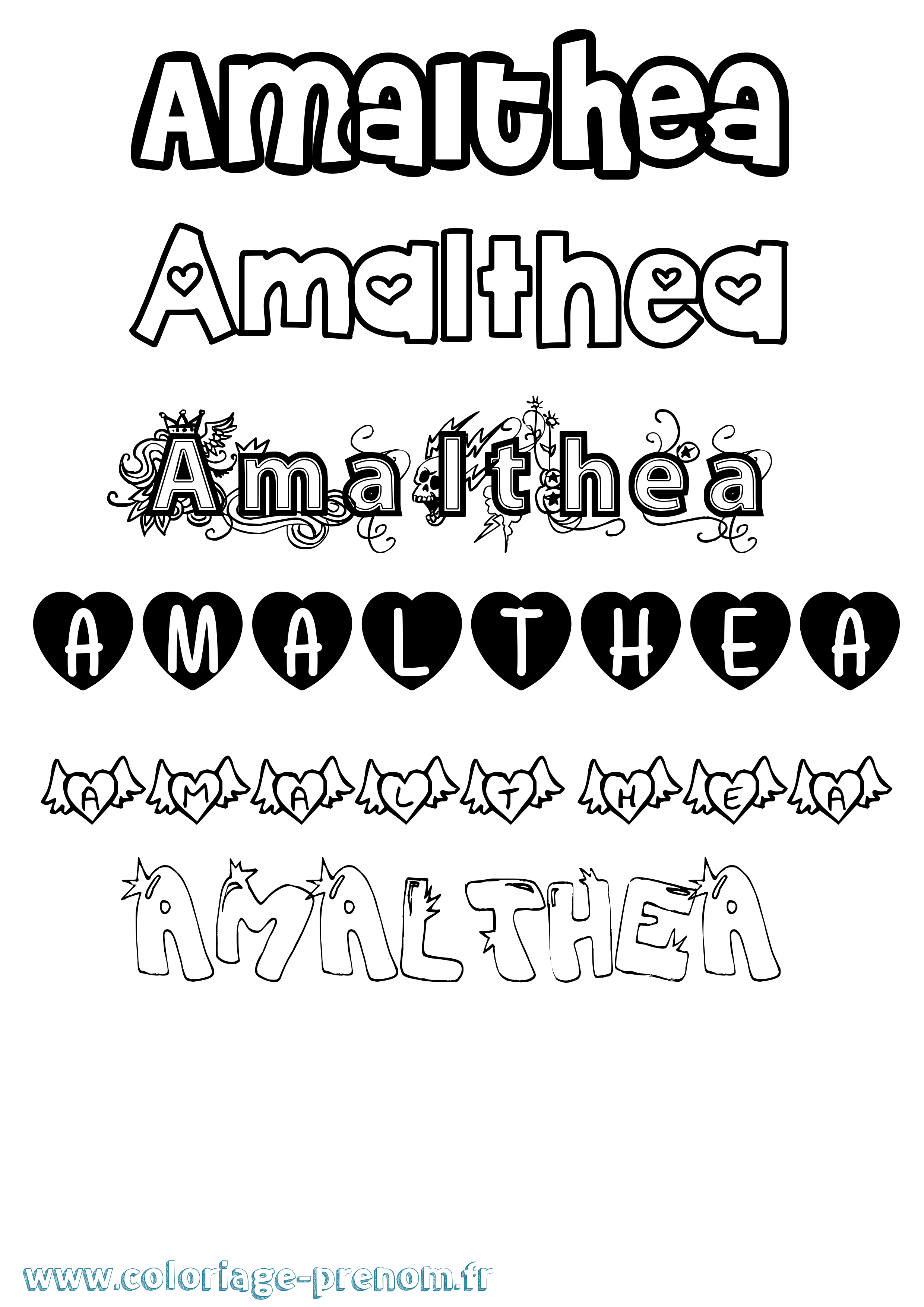 Coloriage prénom Amalthea Girly