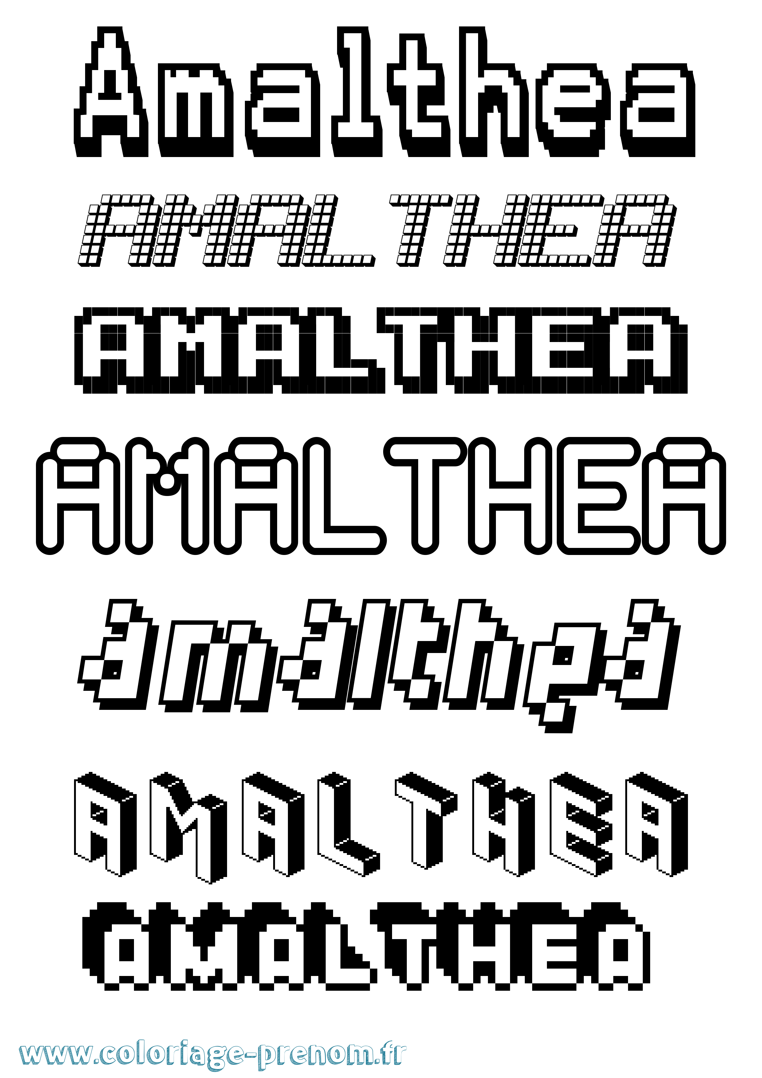 Coloriage prénom Amalthea Pixel