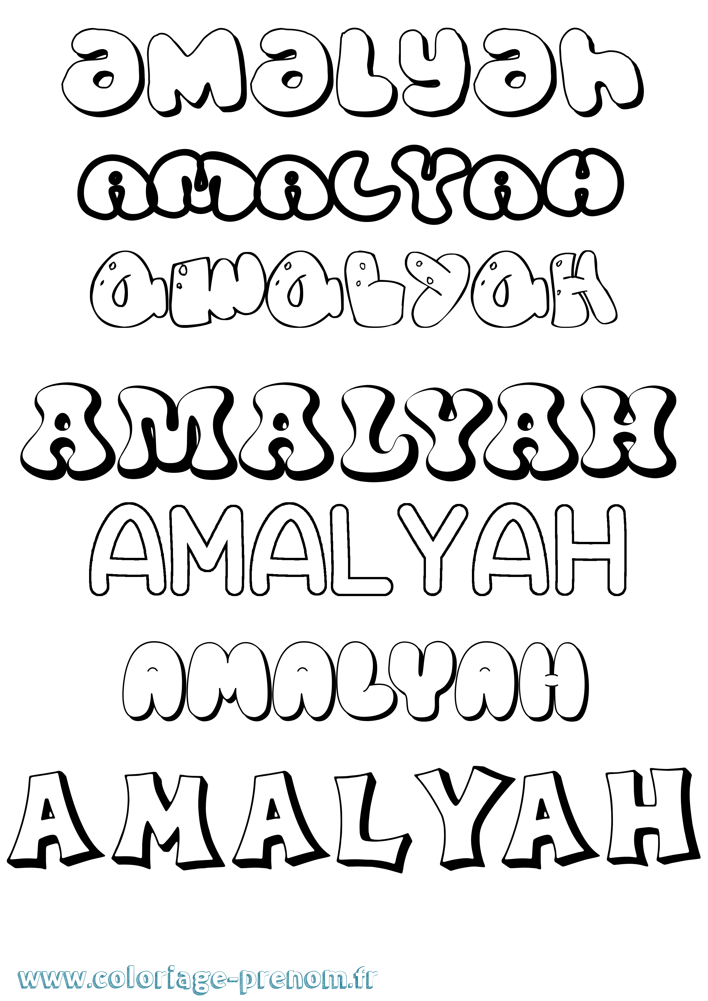 Coloriage prénom Amalyah Bubble