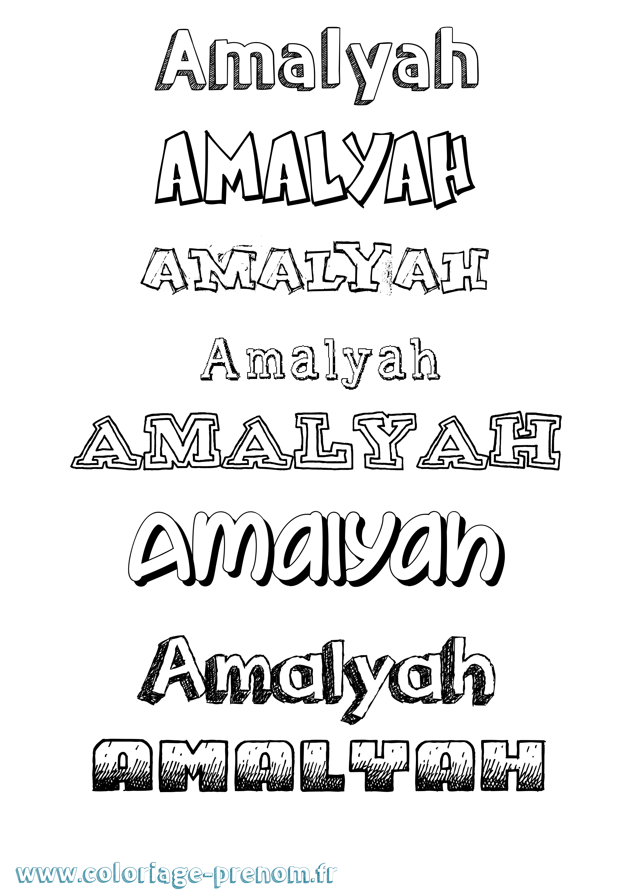 Coloriage prénom Amalyah Dessiné