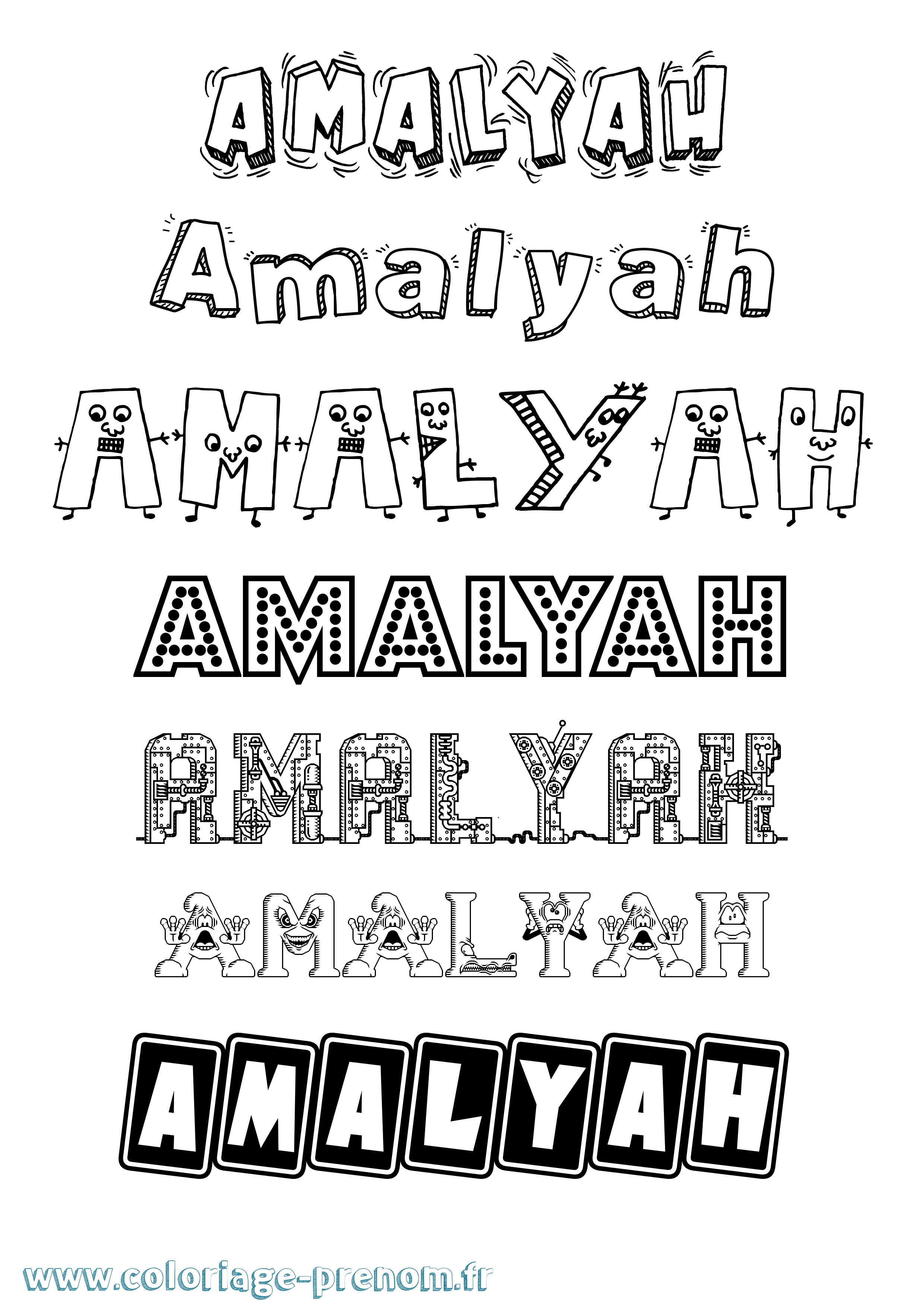Coloriage prénom Amalyah Fun