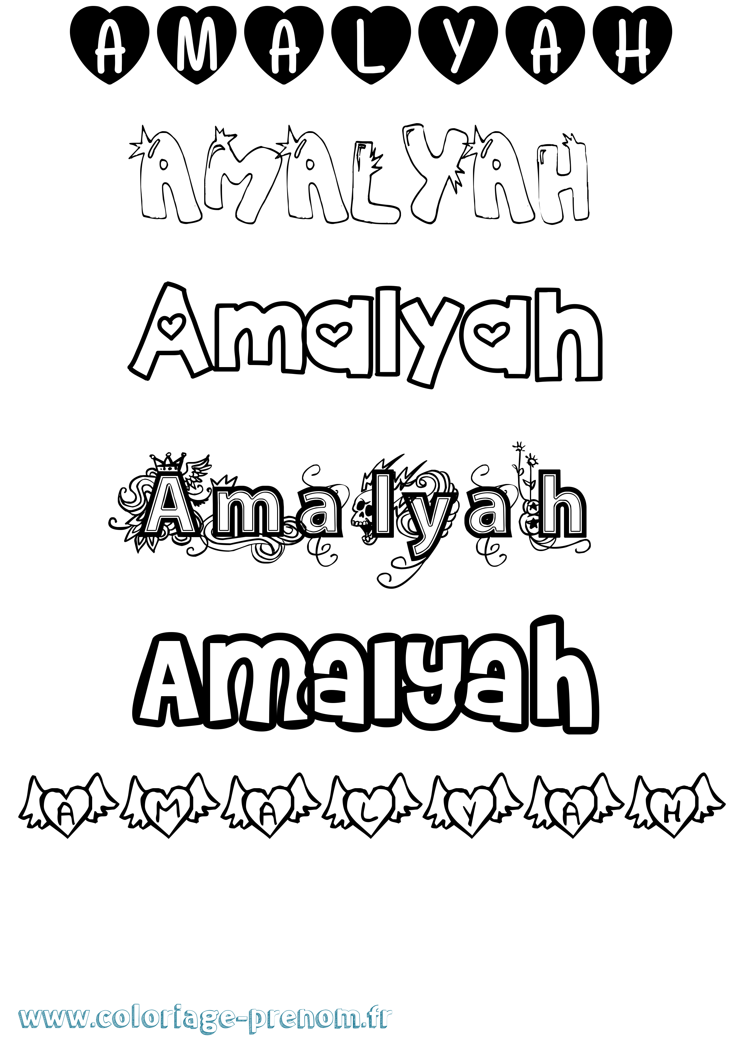 Coloriage prénom Amalyah Girly