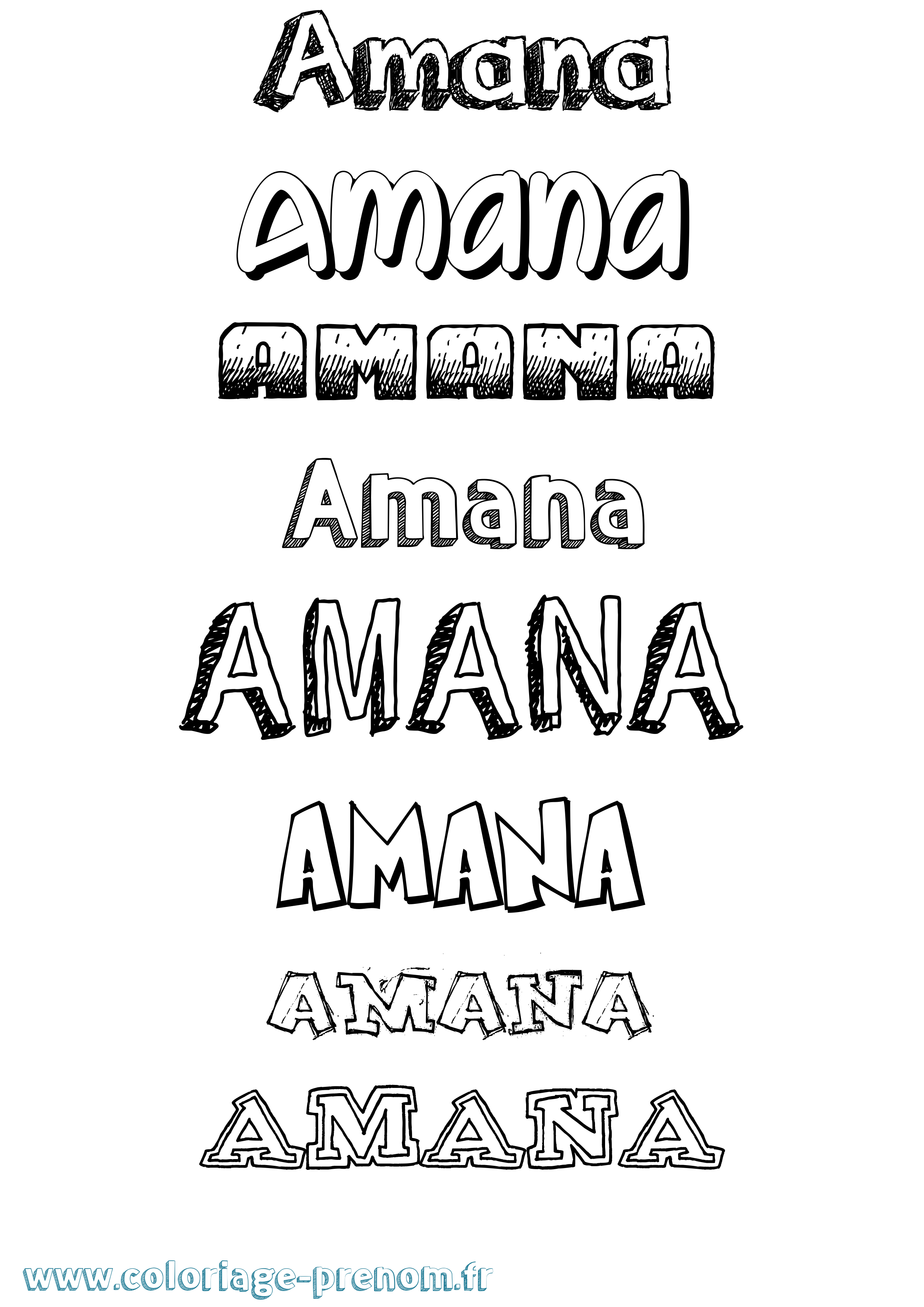 Coloriage prénom Amana Dessiné
