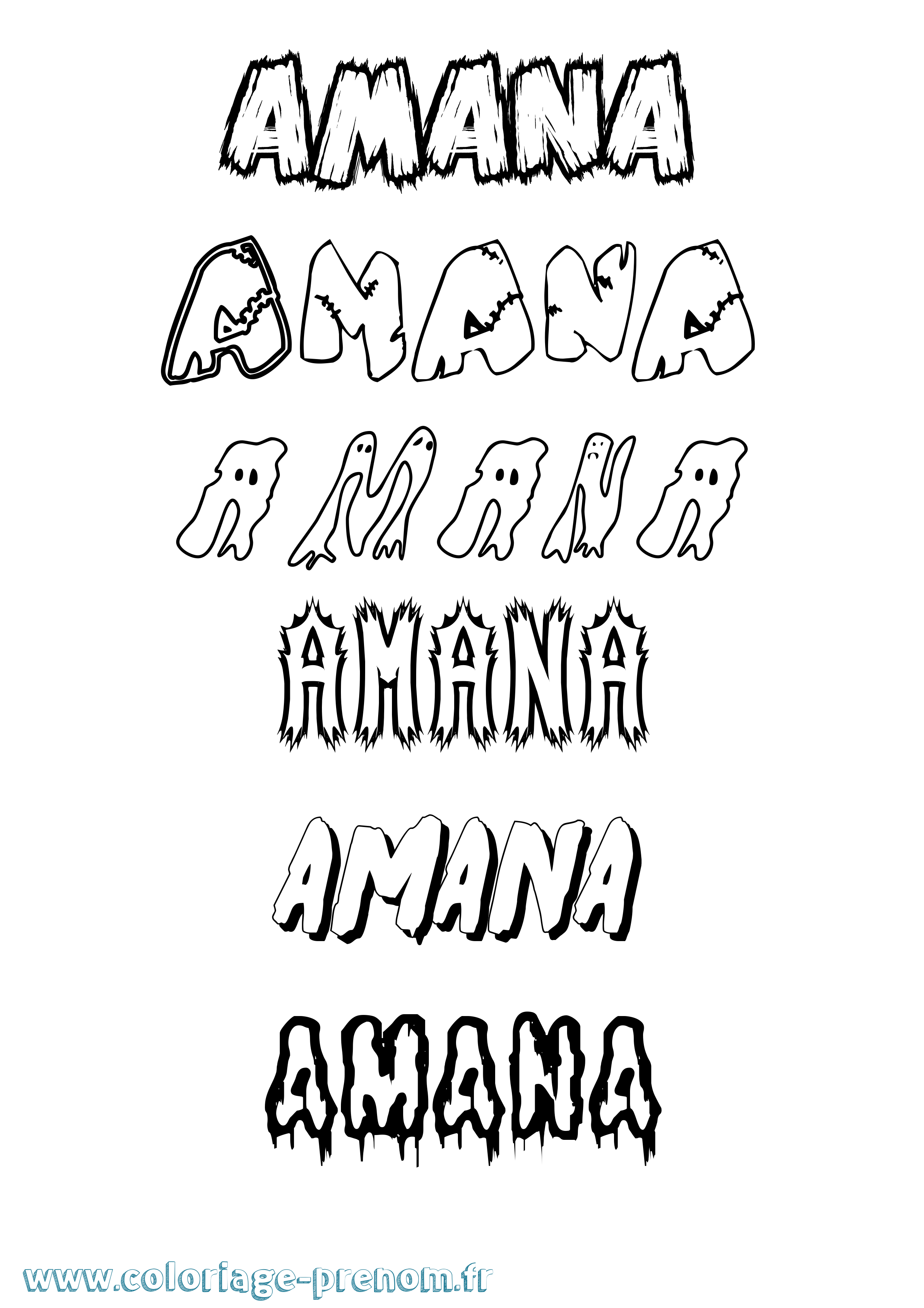 Coloriage prénom Amana Frisson