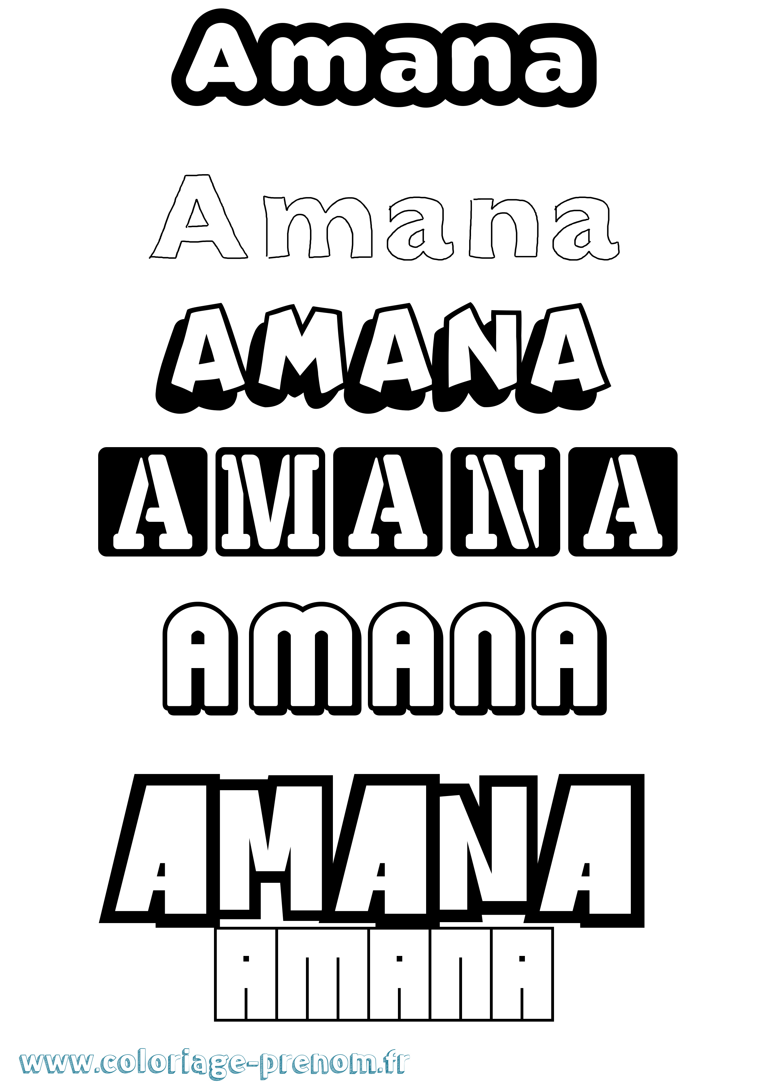 Coloriage prénom Amana Simple