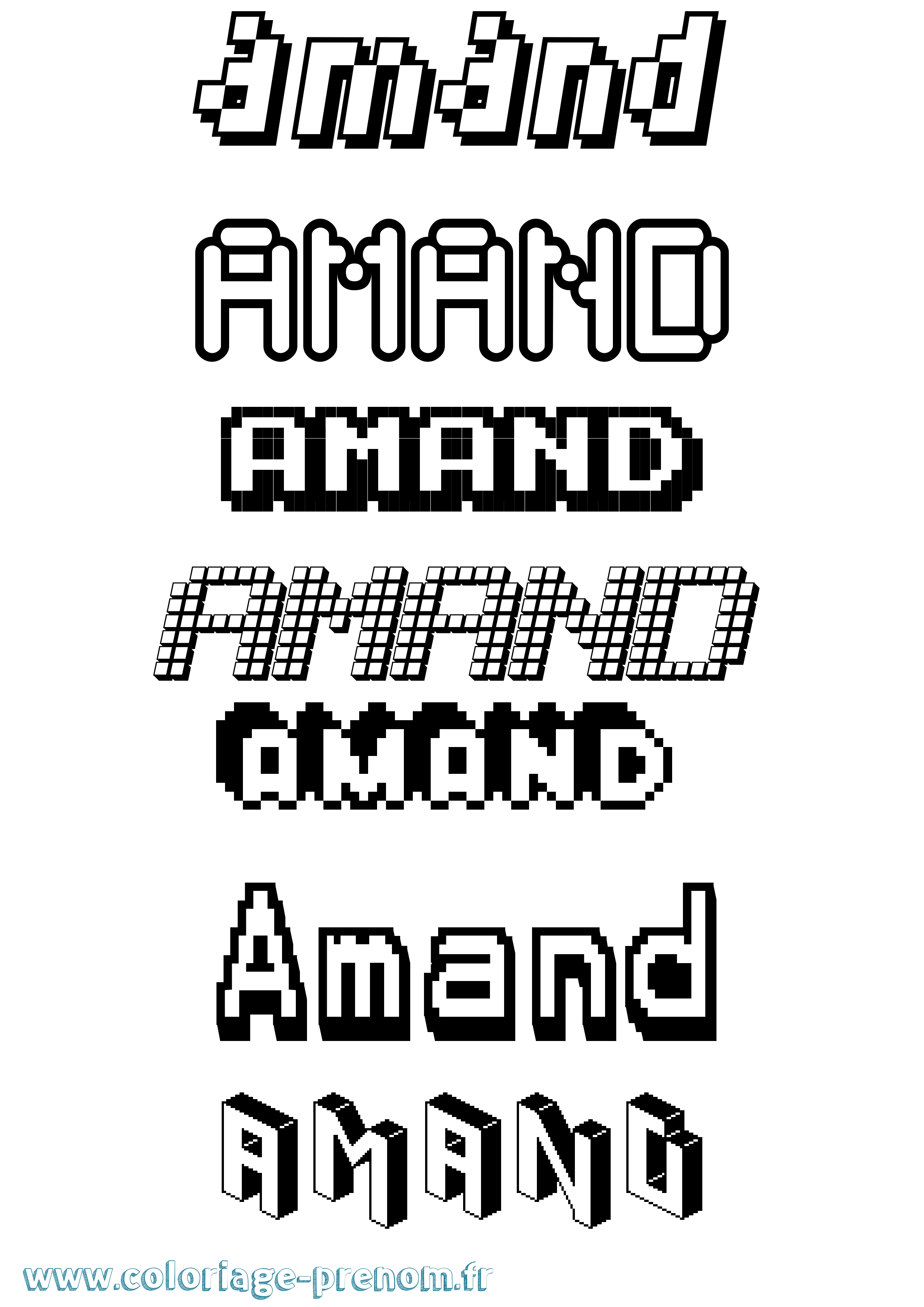 Coloriage prénom Amand Pixel