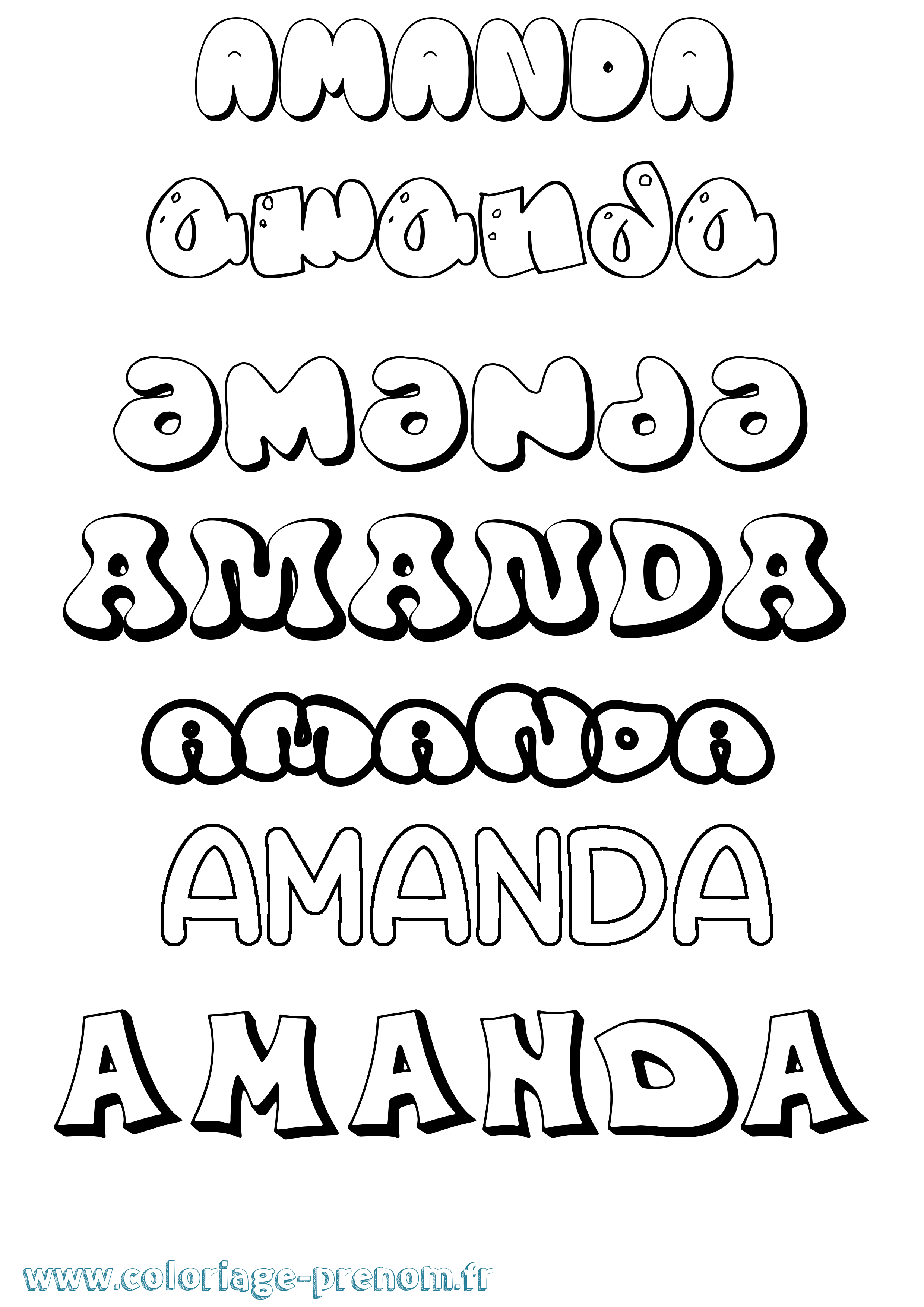 Coloriage prénom Amanda Bubble