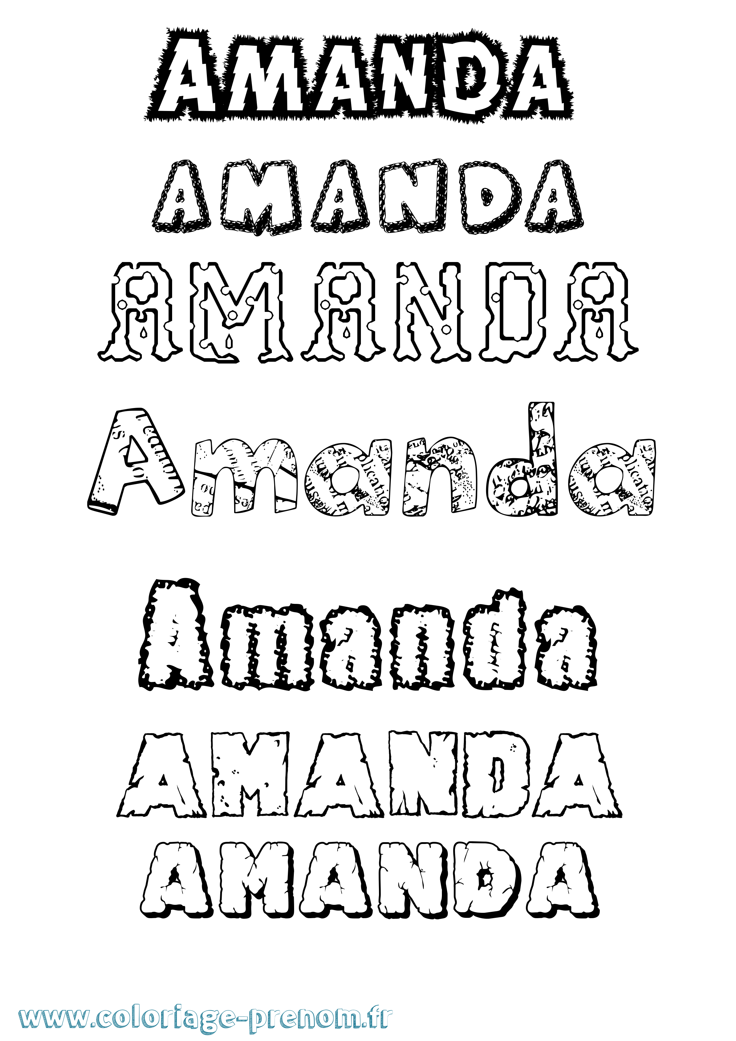 Coloriage prénom Amanda Destructuré