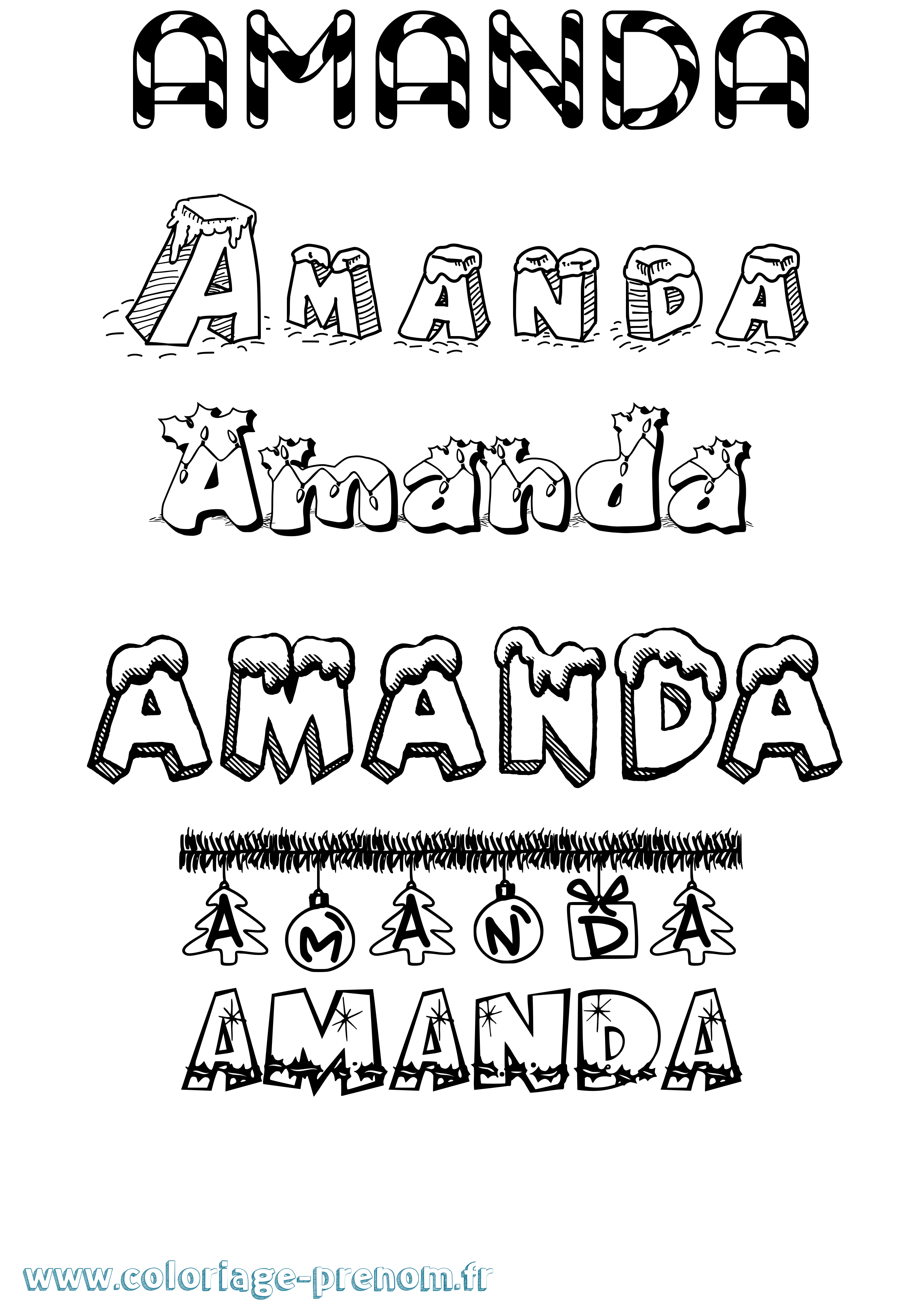 Coloriage prénom Amanda Noël