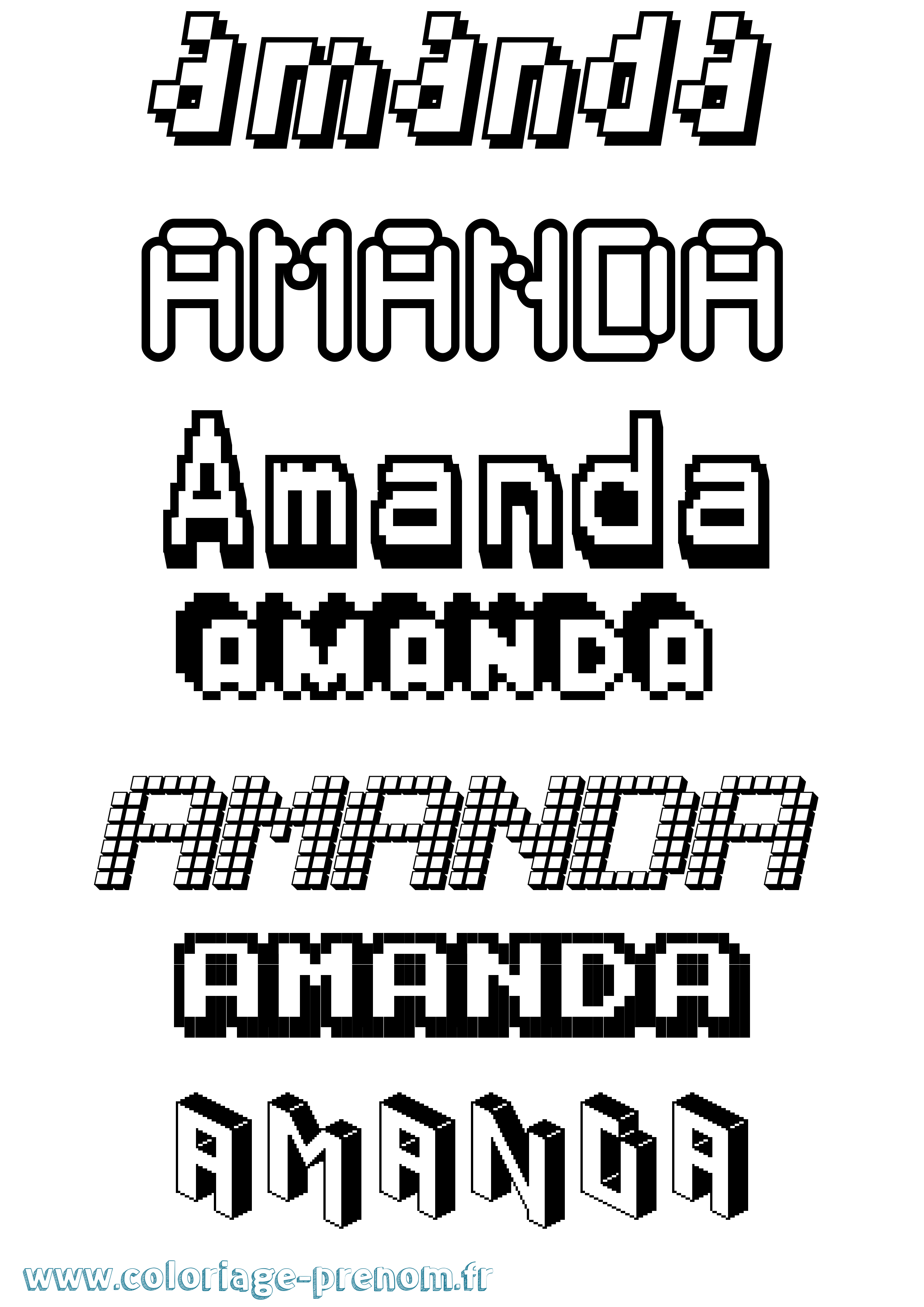 Coloriage prénom Amanda Pixel