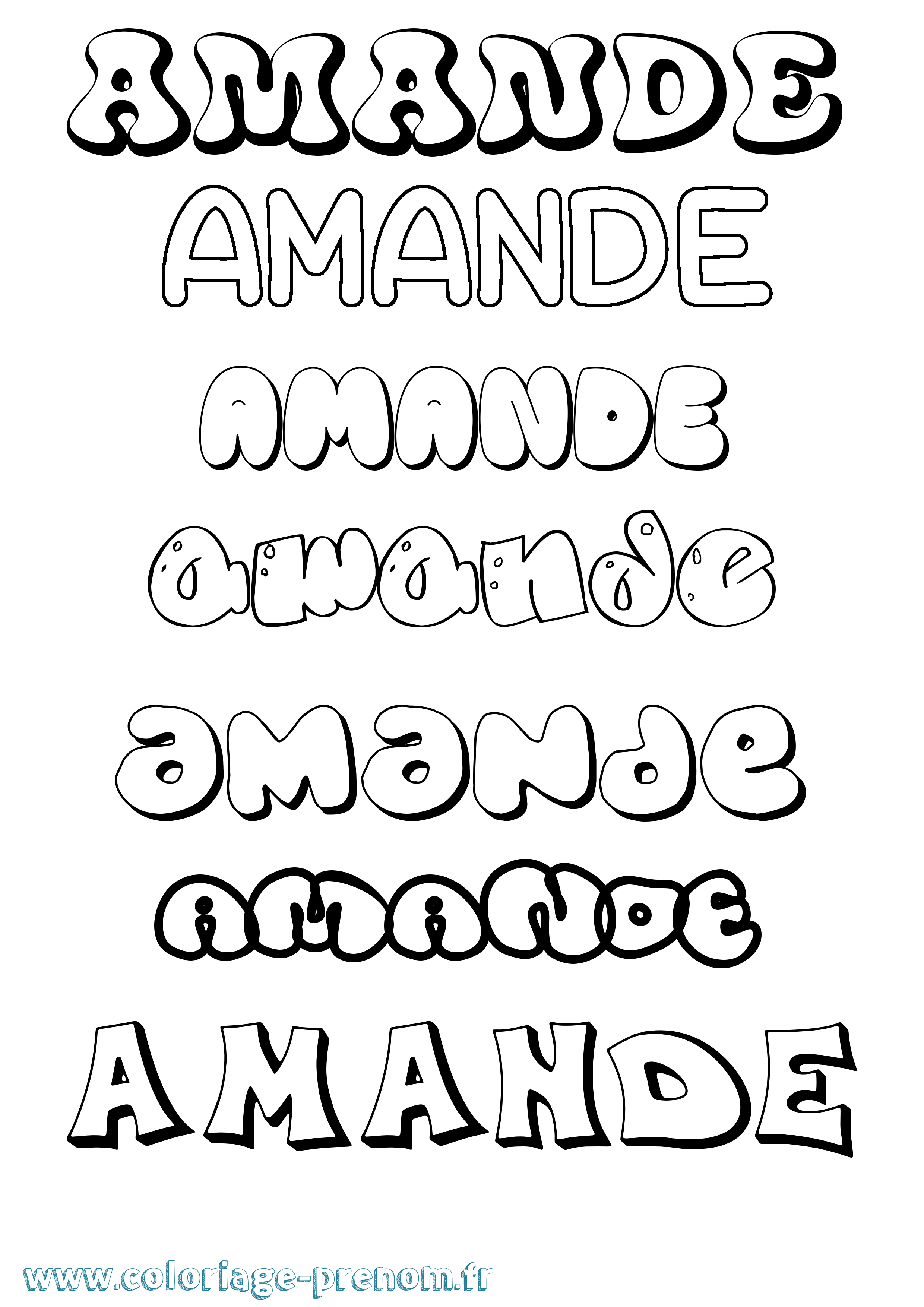 Coloriage Amande Bubble Coloriage prénom Amande Bubble