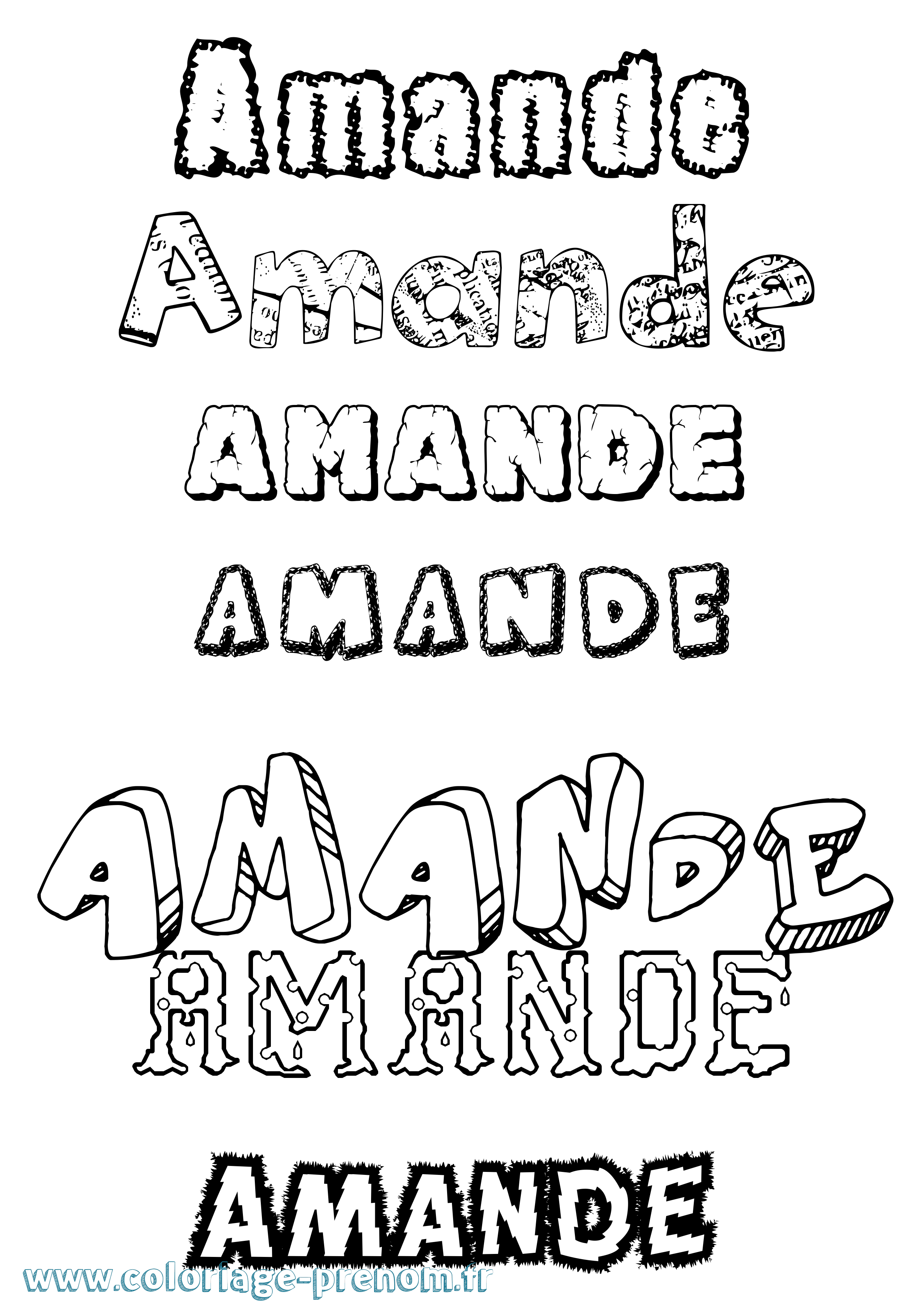 Coloriage Amande Destructuré Coloriage prénom Amande Destructuré