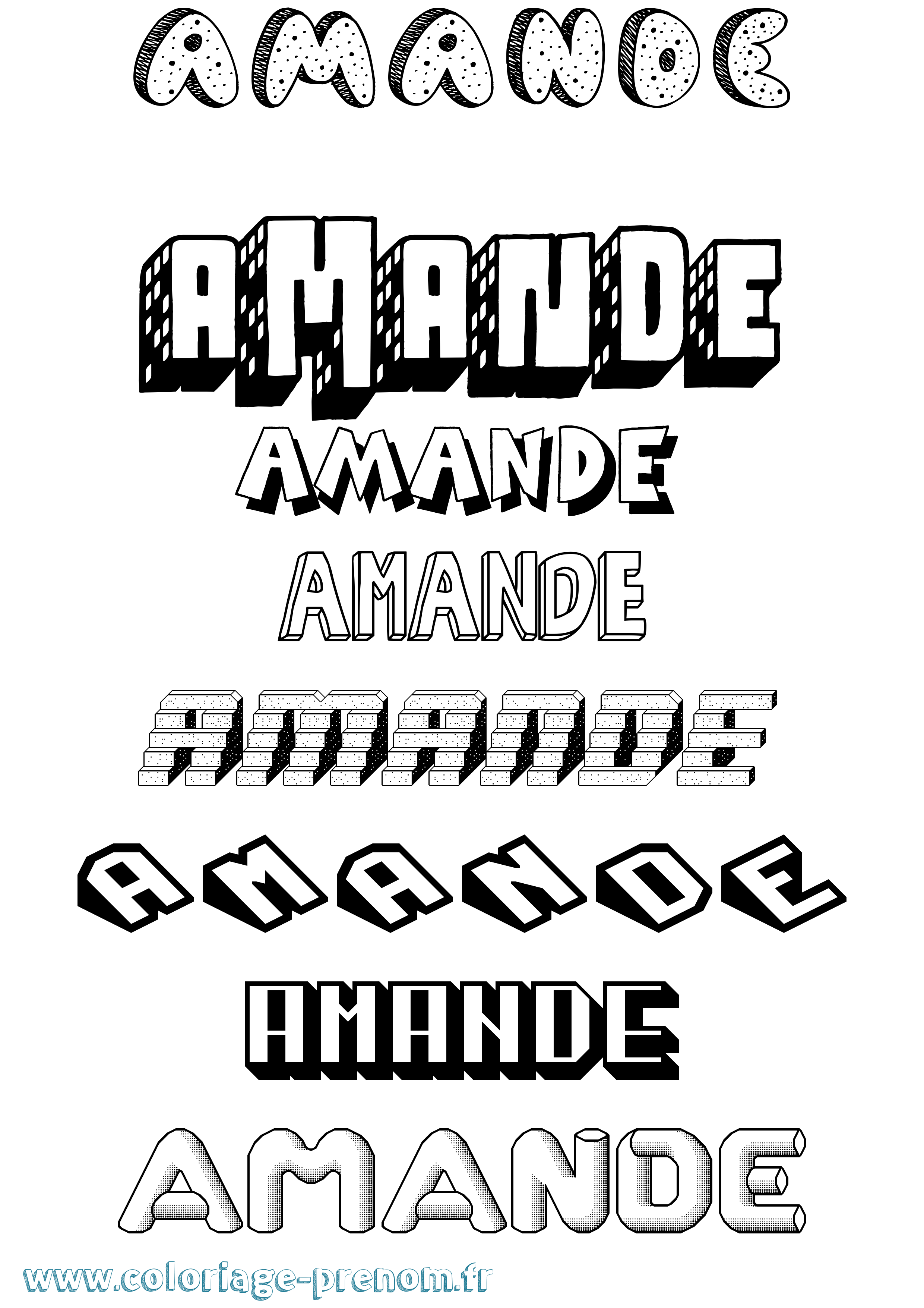 Coloriage Amande Effet 3D Coloriage prénom Amande Effet 3D