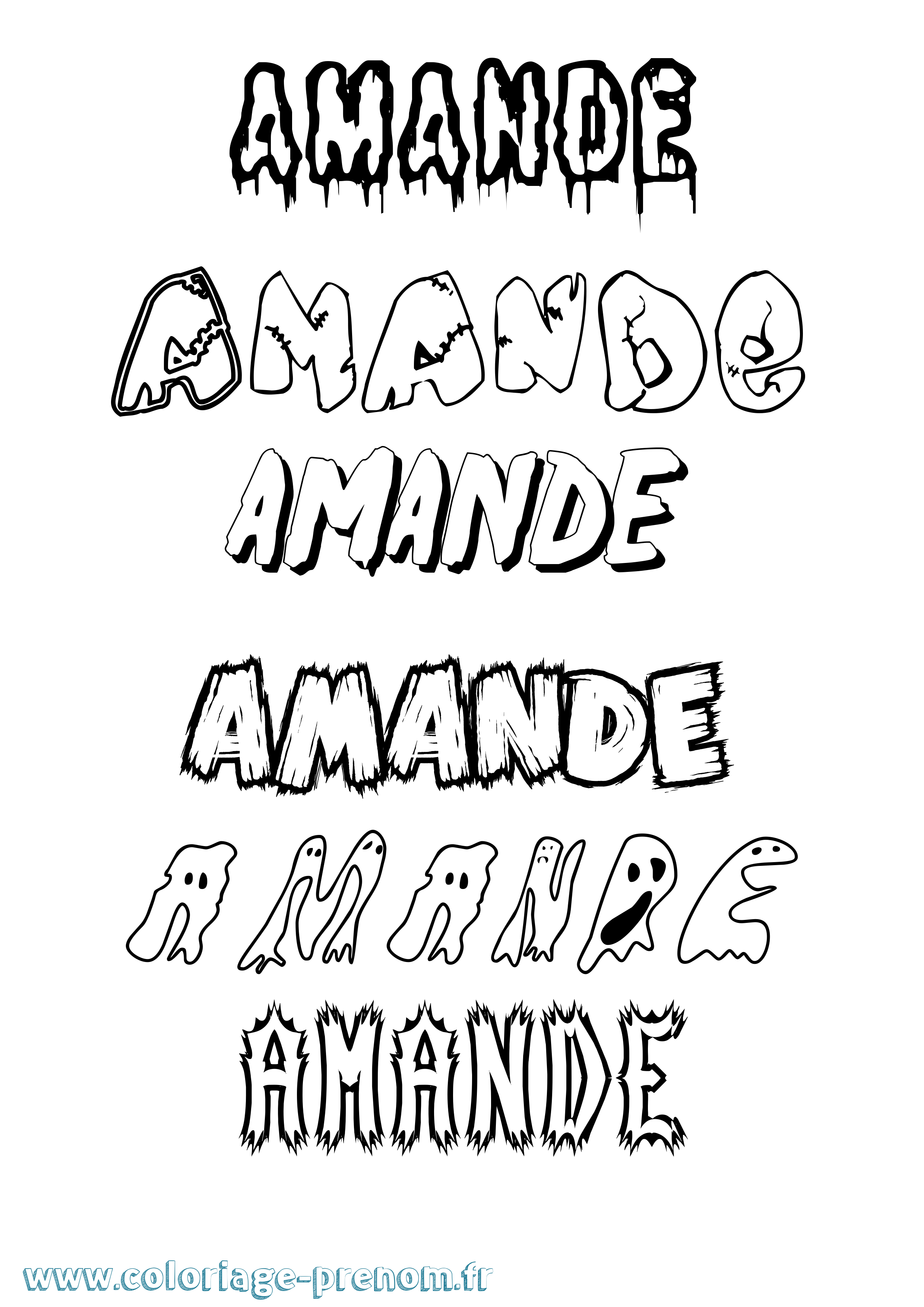 Coloriage Amande Frisson Coloriage prénom Amande Frisson