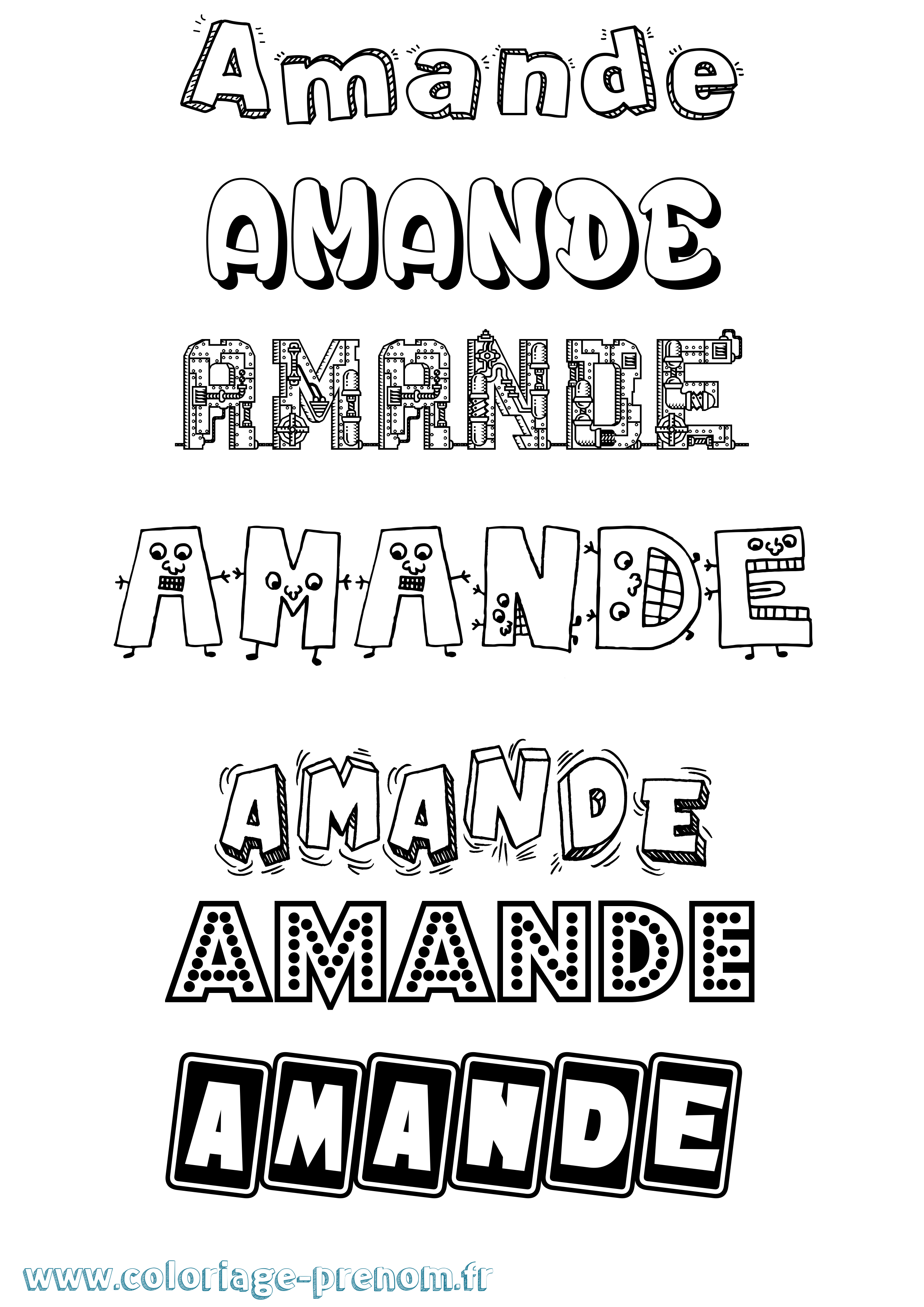 Coloriage Amande Fun Coloriage prénom Amande Fun