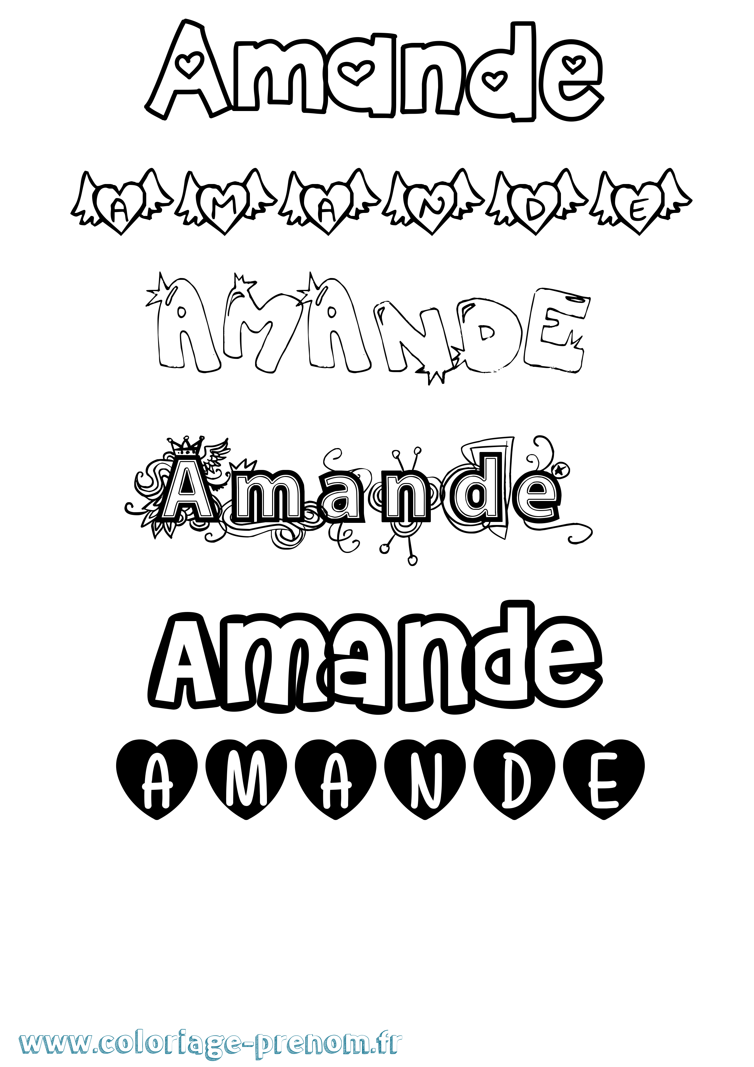 Coloriage Amande Girly Coloriage prénom Amande Girly