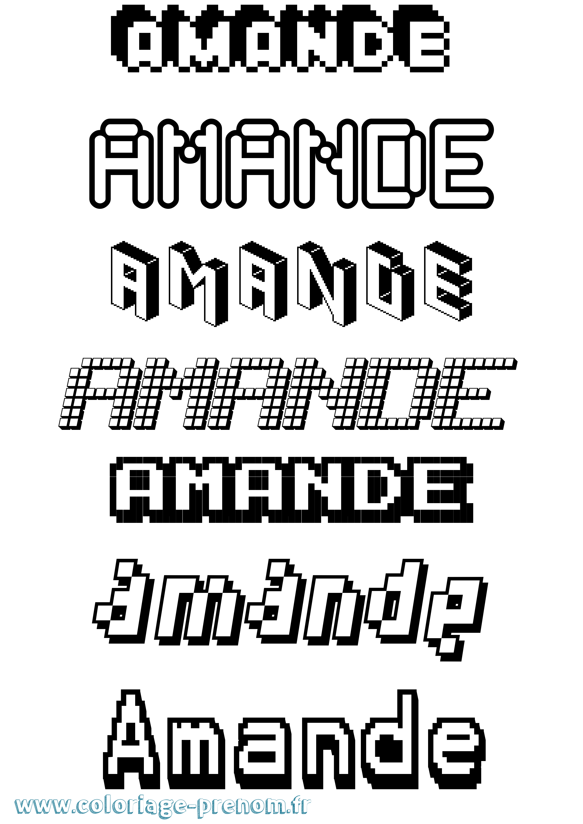 Coloriage Amande Pixel Coloriage prénom Amande Pixel