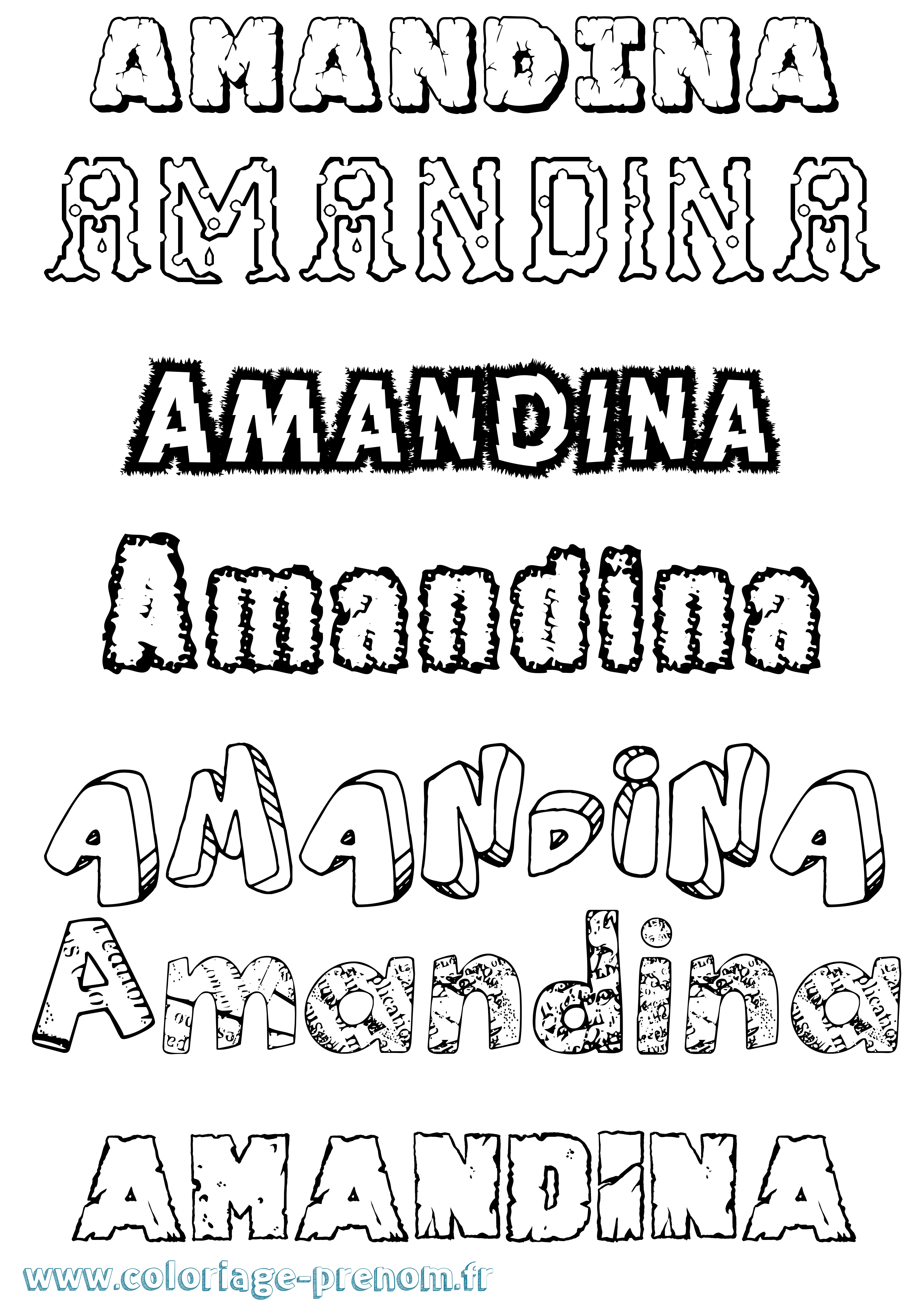Coloriage prénom Amandina Destructuré