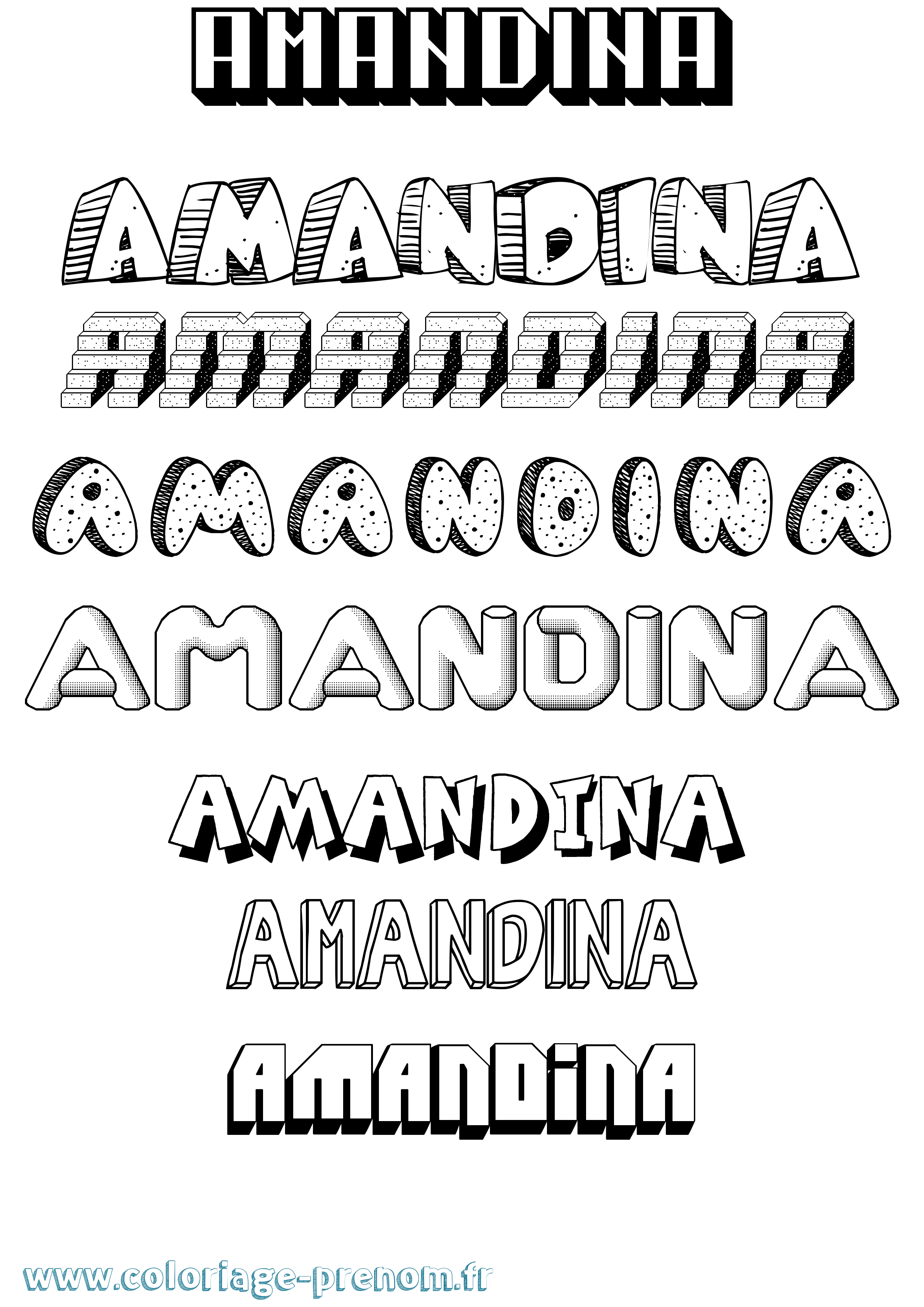 Coloriage prénom Amandina Effet 3D