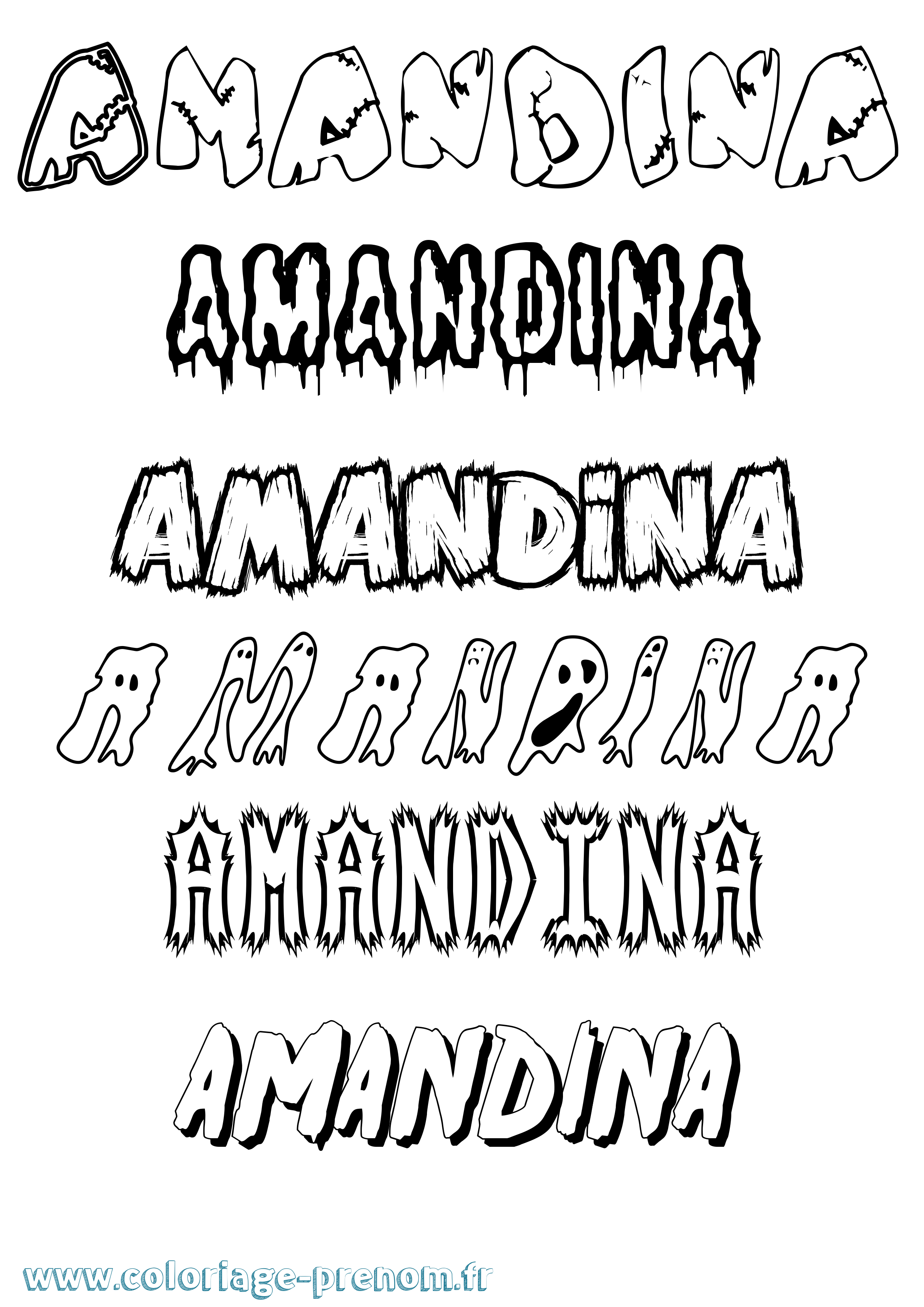 Coloriage prénom Amandina Frisson