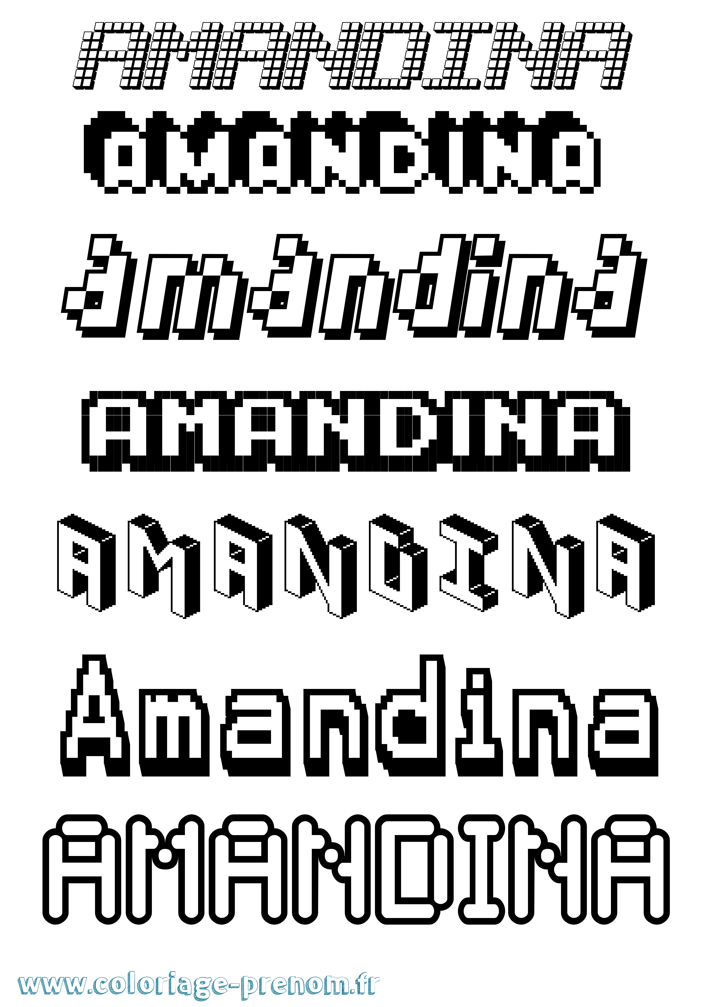 Coloriage prénom Amandina Pixel