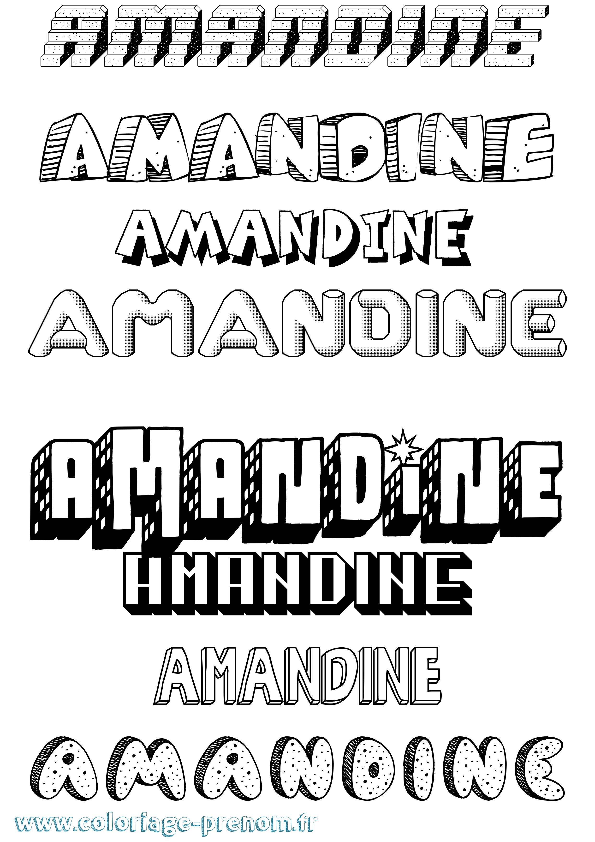 Coloriage prénom Amandine Effet 3D