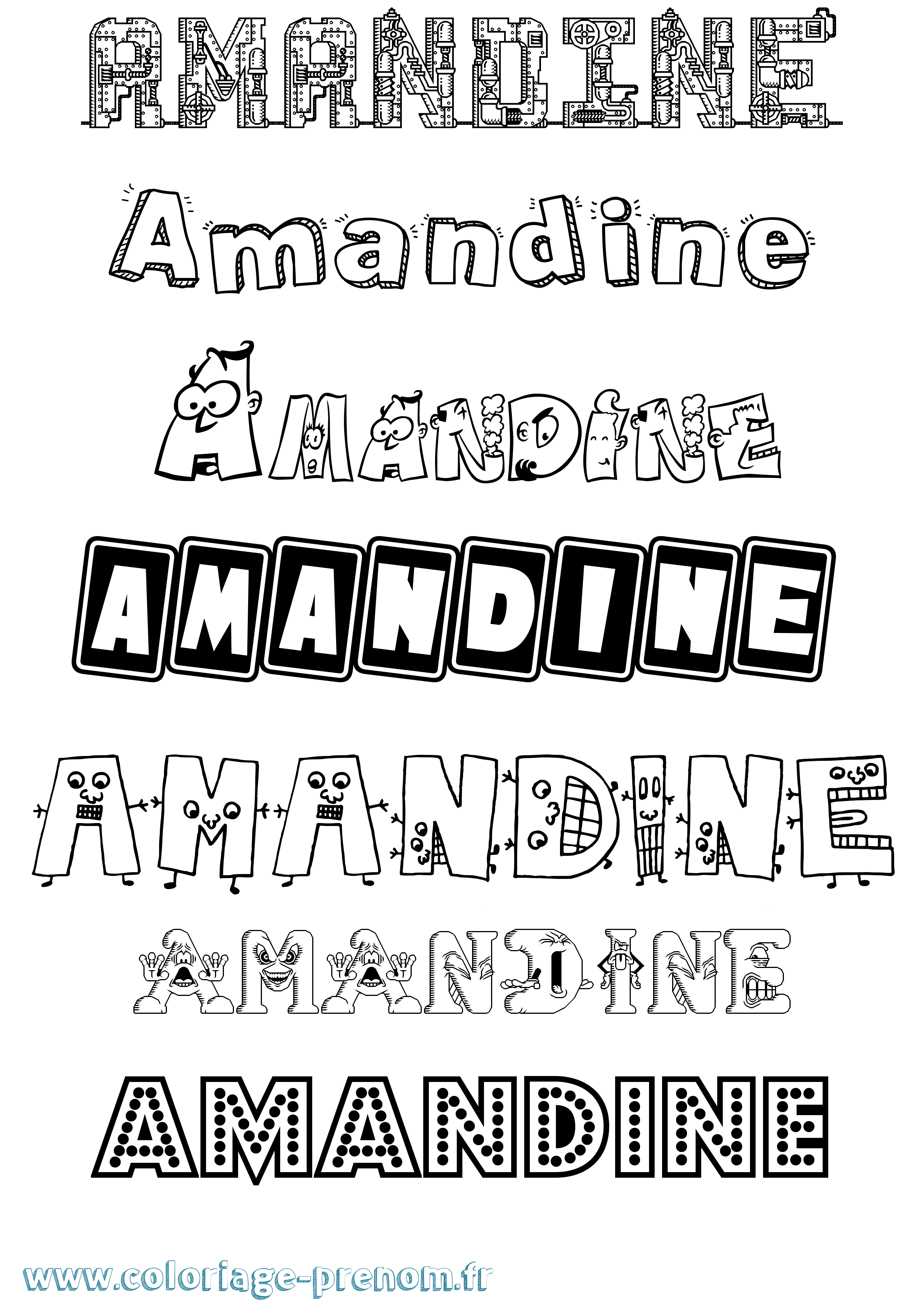Coloriage prénom Amandine Fun