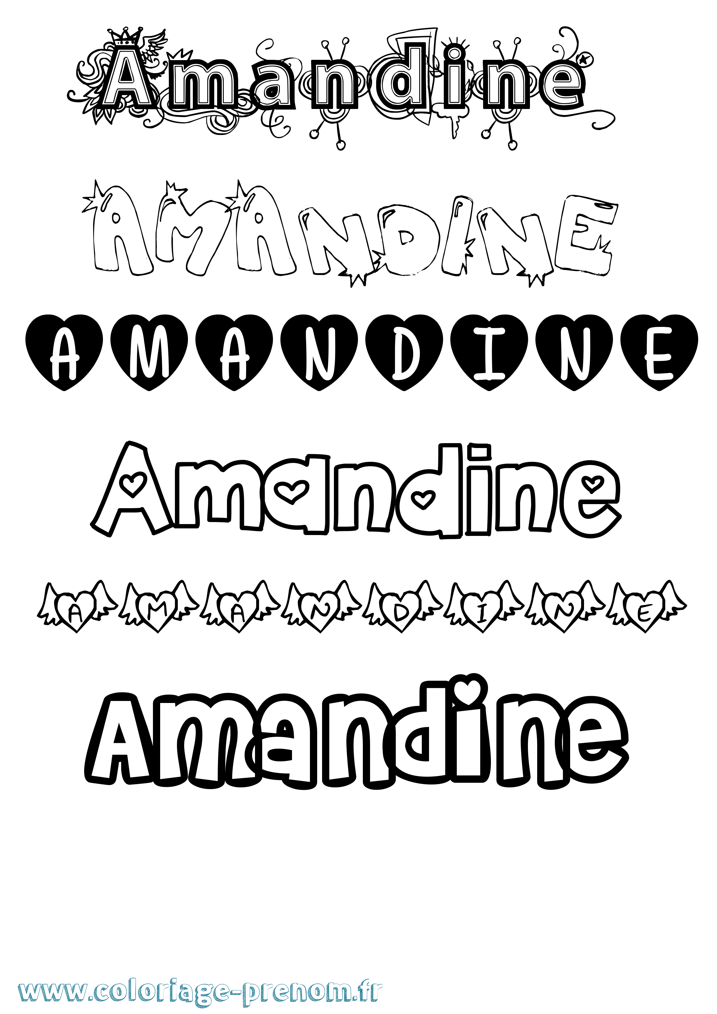Coloriage prénom Amandine Girly