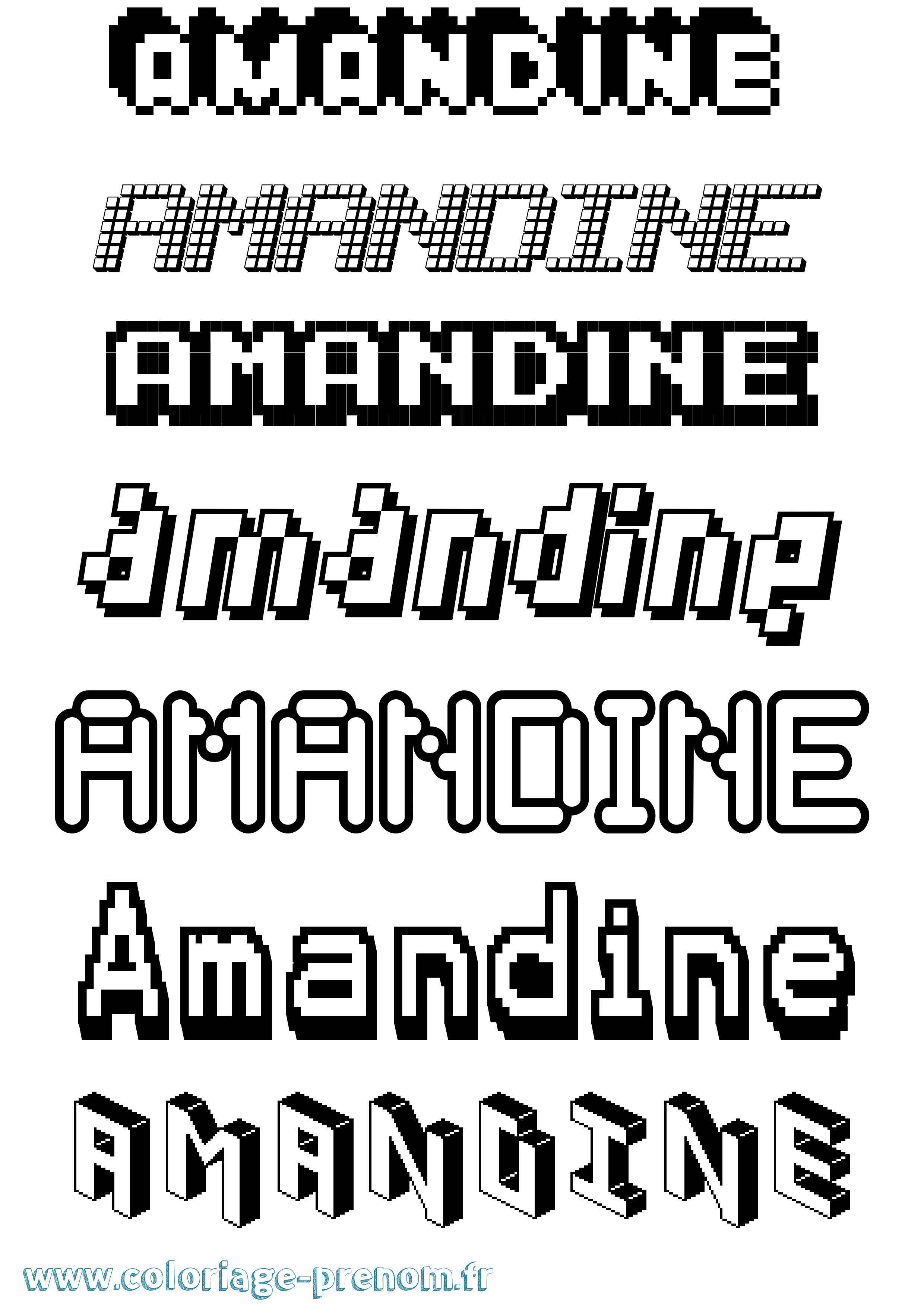 Coloriage prénom Amandine Pixel